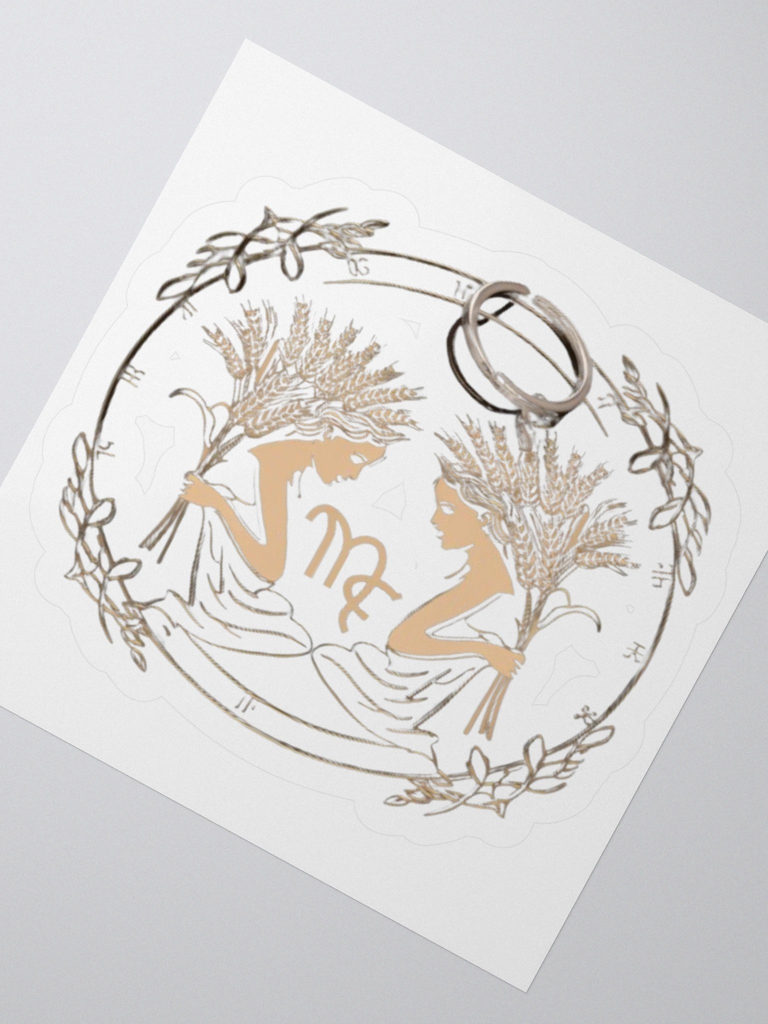 Virgo Zodiac Sticker - Maiden with Wheat & Floral - Durable Vinyl product image (4)