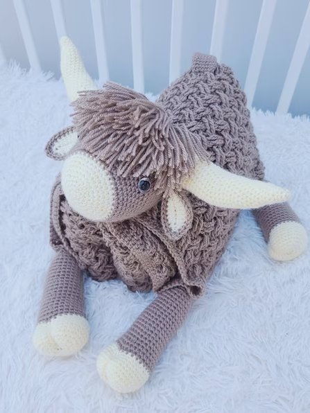 Highland Cow Crochet Baby Blanket Pattern - Scottish Afghan PDF - Crafting Happiness product image (1)