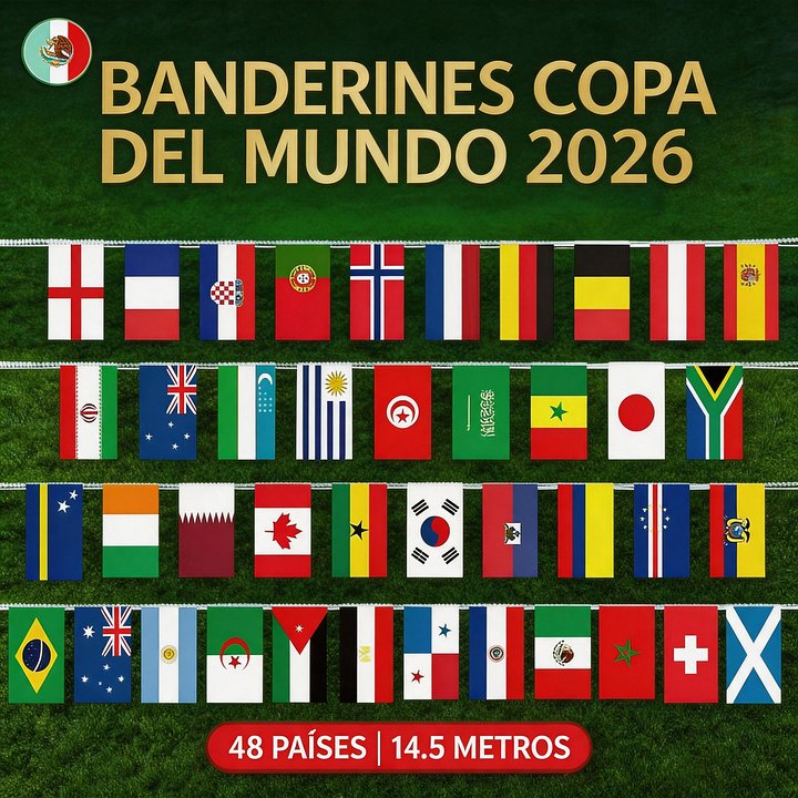 Banderines Con 48 Banderas De Países Mundialistas 2026 product image (2)