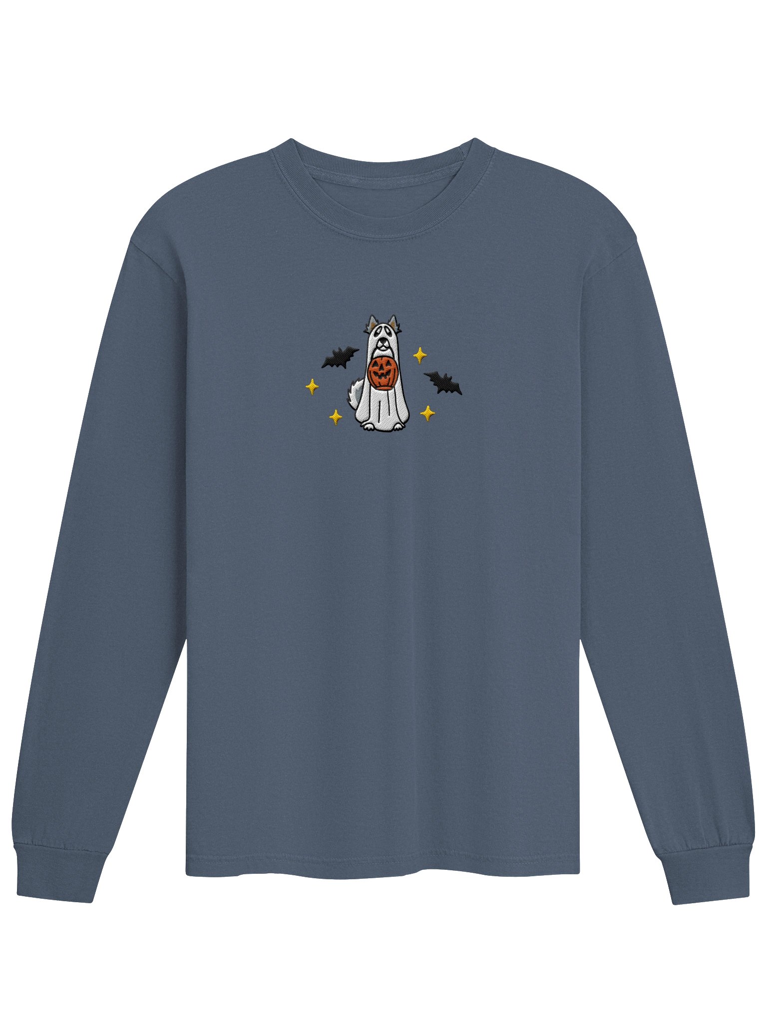 Halloween Alaskan Malamute(Gray & White) Embroidered Long-Sleeve T-Shirt product image (3)