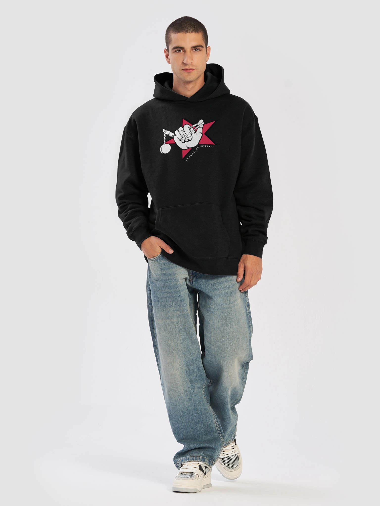 SCRAMBLED STRING RED STAR HOODIE product image (5)