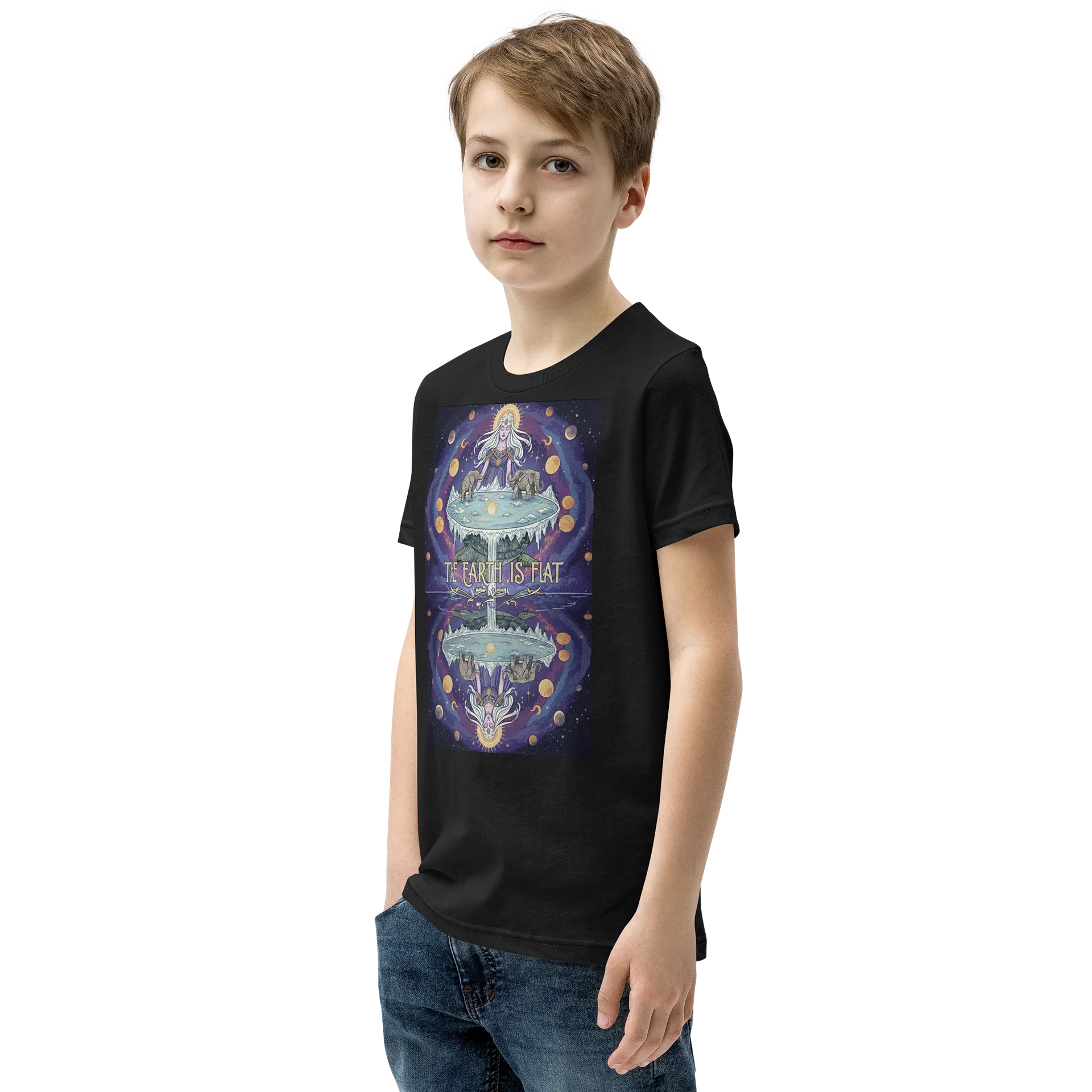 Cosmic Flat Earth Youth T-Shirt product image (3)