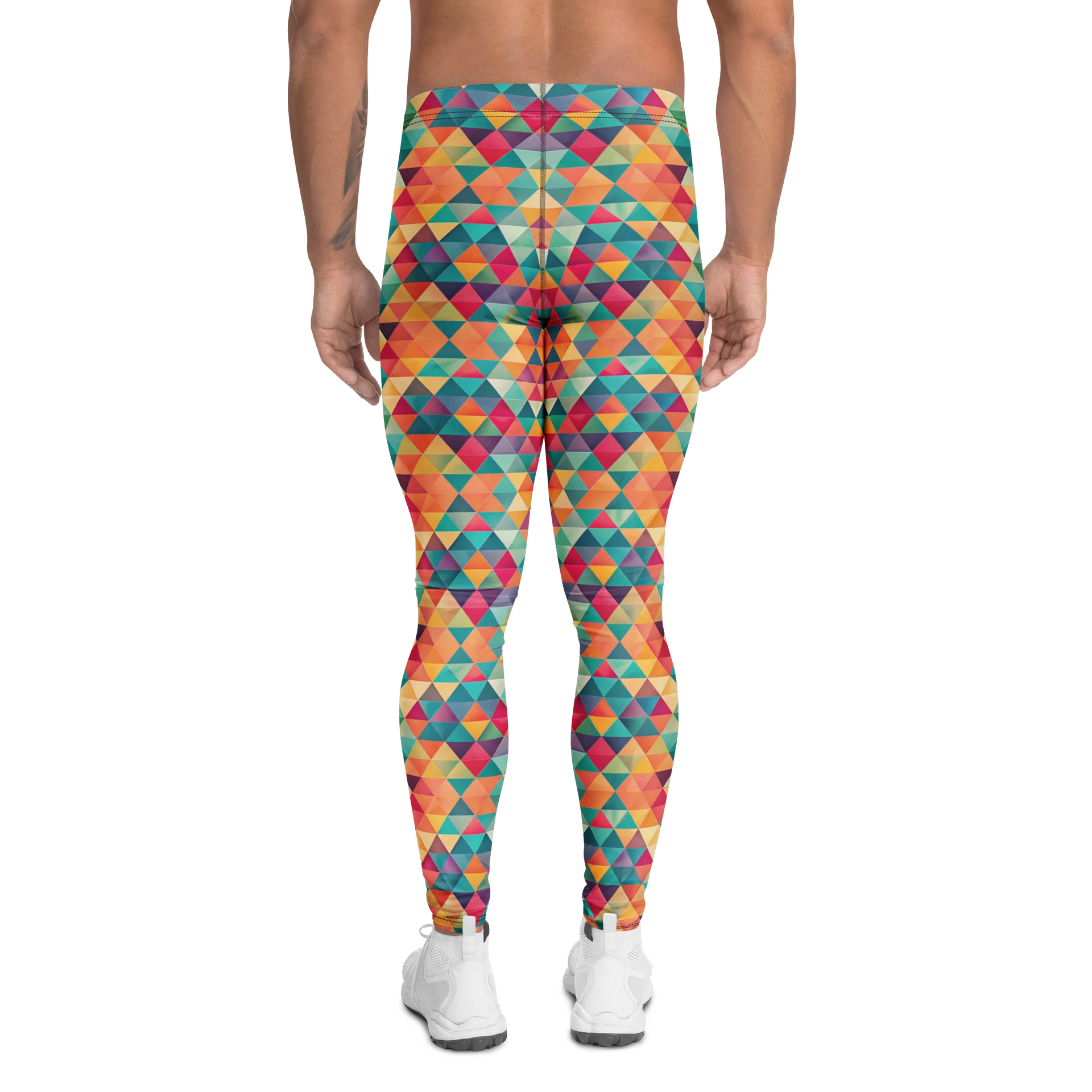 Bold Colorful Geometric Triangles Men's Leggings product image (2)