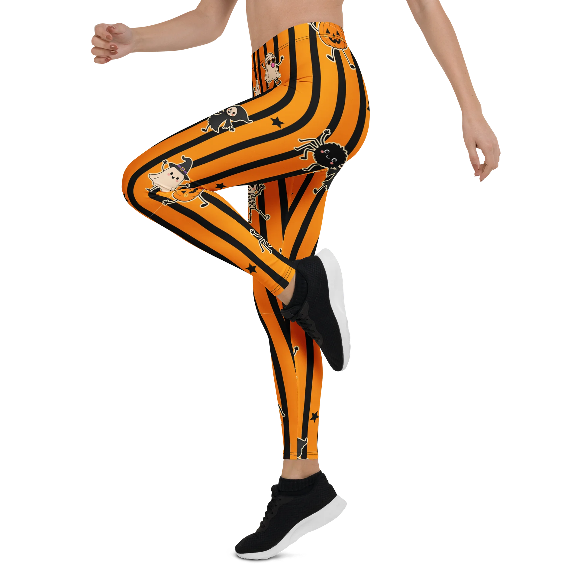 Black and Orange Striped Halloween Leggings product image (5)