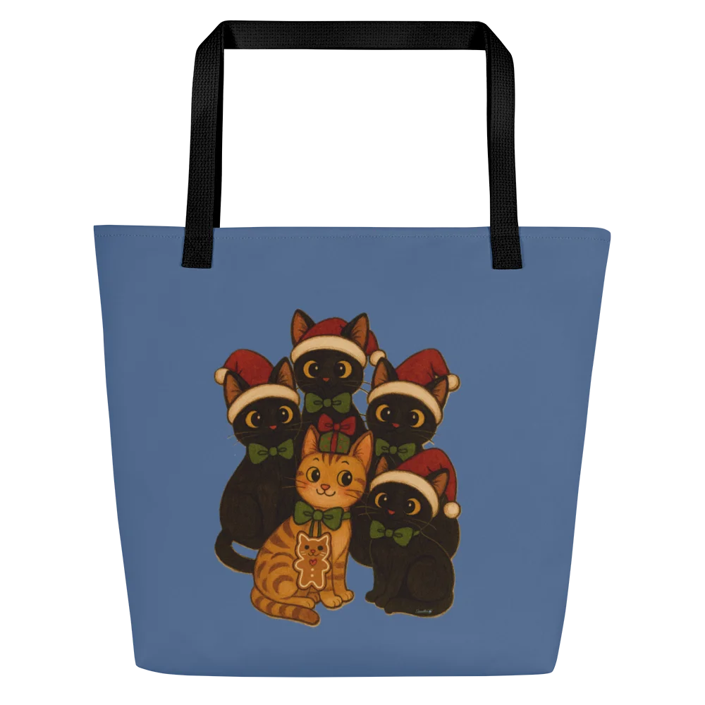 Cat brigade winter Large Tote Bag product image (1)