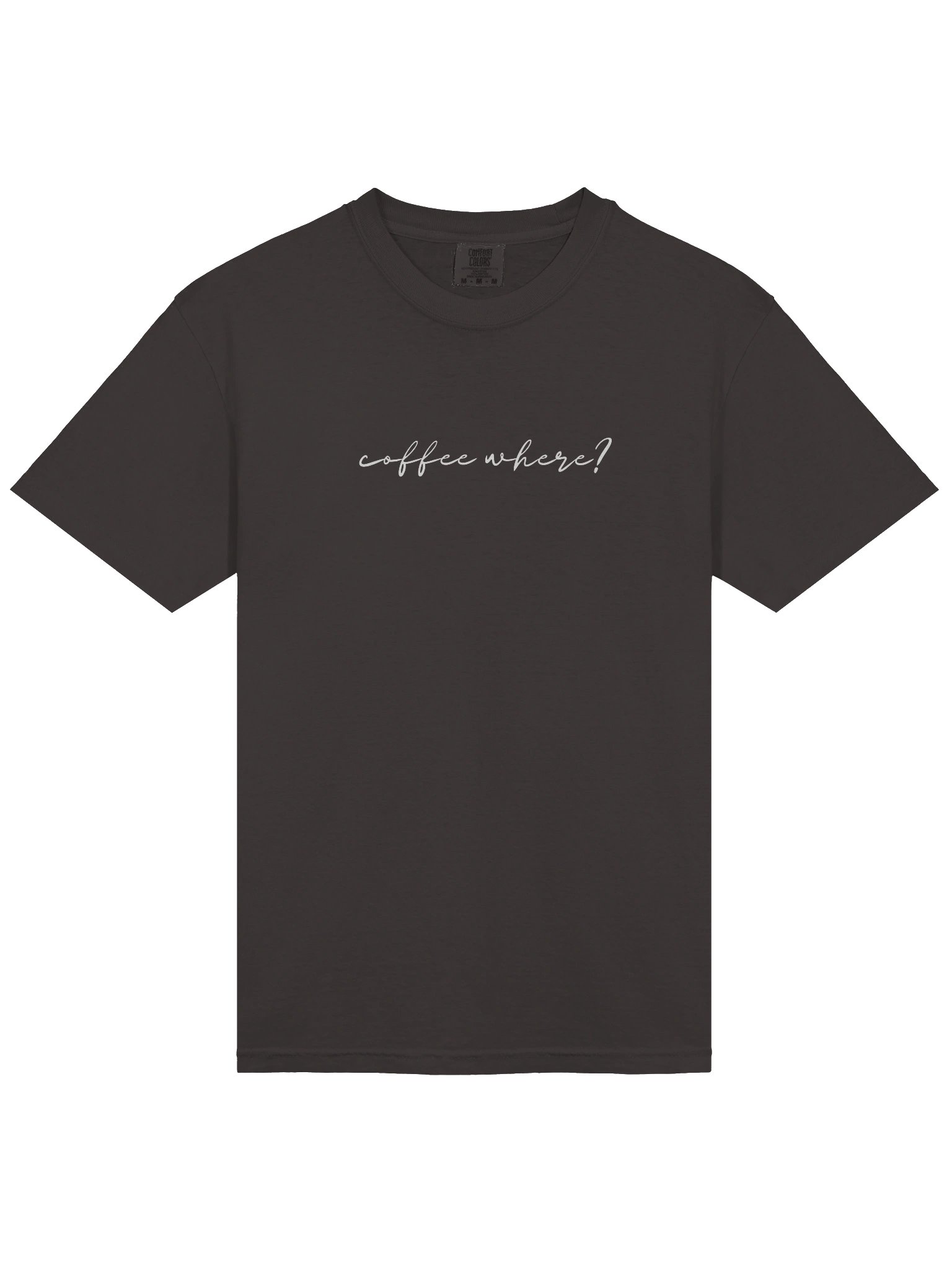 T-shirt “coffee where?” - white typo print product image (9)