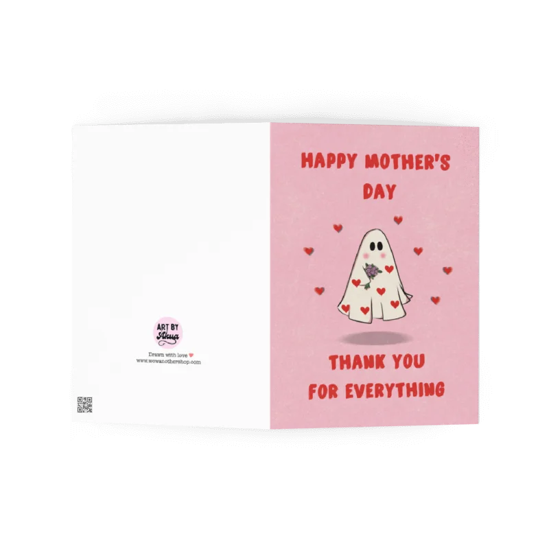 Cute Ghost With Flowers - Mother's Day Card product image (2)