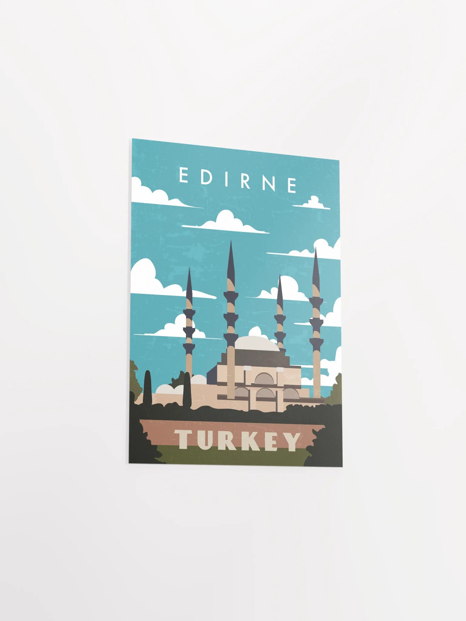 Edirne, Turkey — Retro travel minimalist poster, retro travel art, retro travel wall art, vector art product image (8)