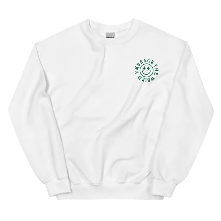 'Embrace The Weird' Crewneck - White with Green Embroidery product image (1)