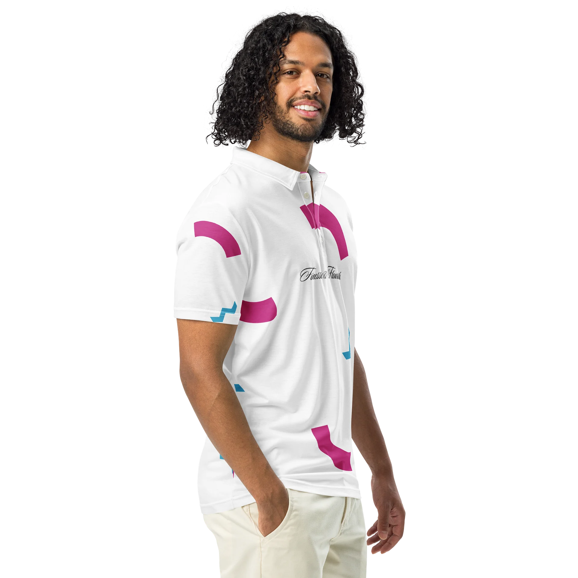 F&F Script 89 Slim Fit Polo Shirt (WHT) product image (1)