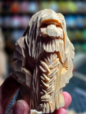Carved another Dwarf from basswood.  A long haired fella with a braid up front AND in the back! 😆 🤣  #woodcarving #lotr #whittling #fantasyart #fantasyartist 
