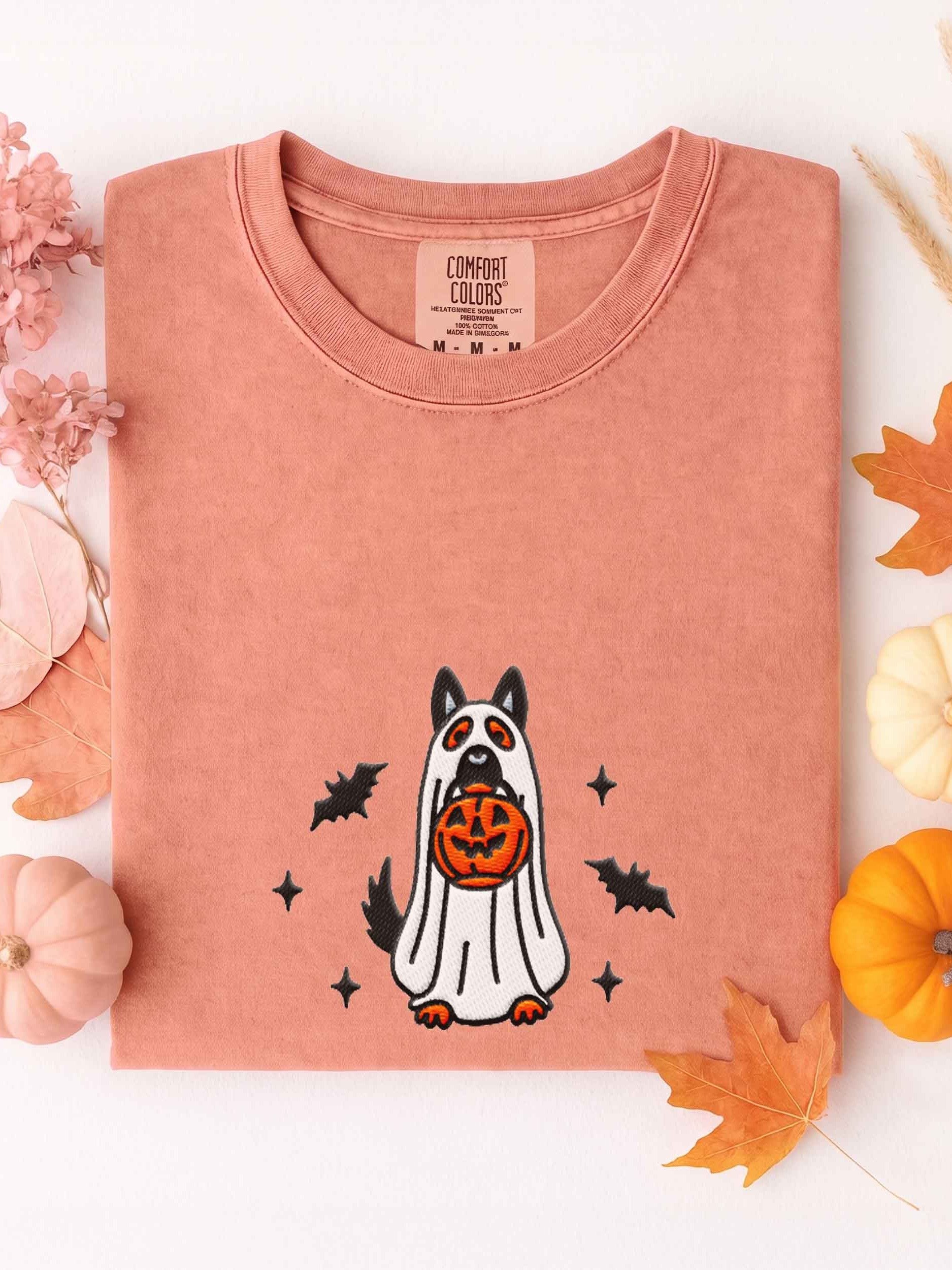 Halloween German Shepherd(Bicolor) Embroidered T-Shirt product image (1)