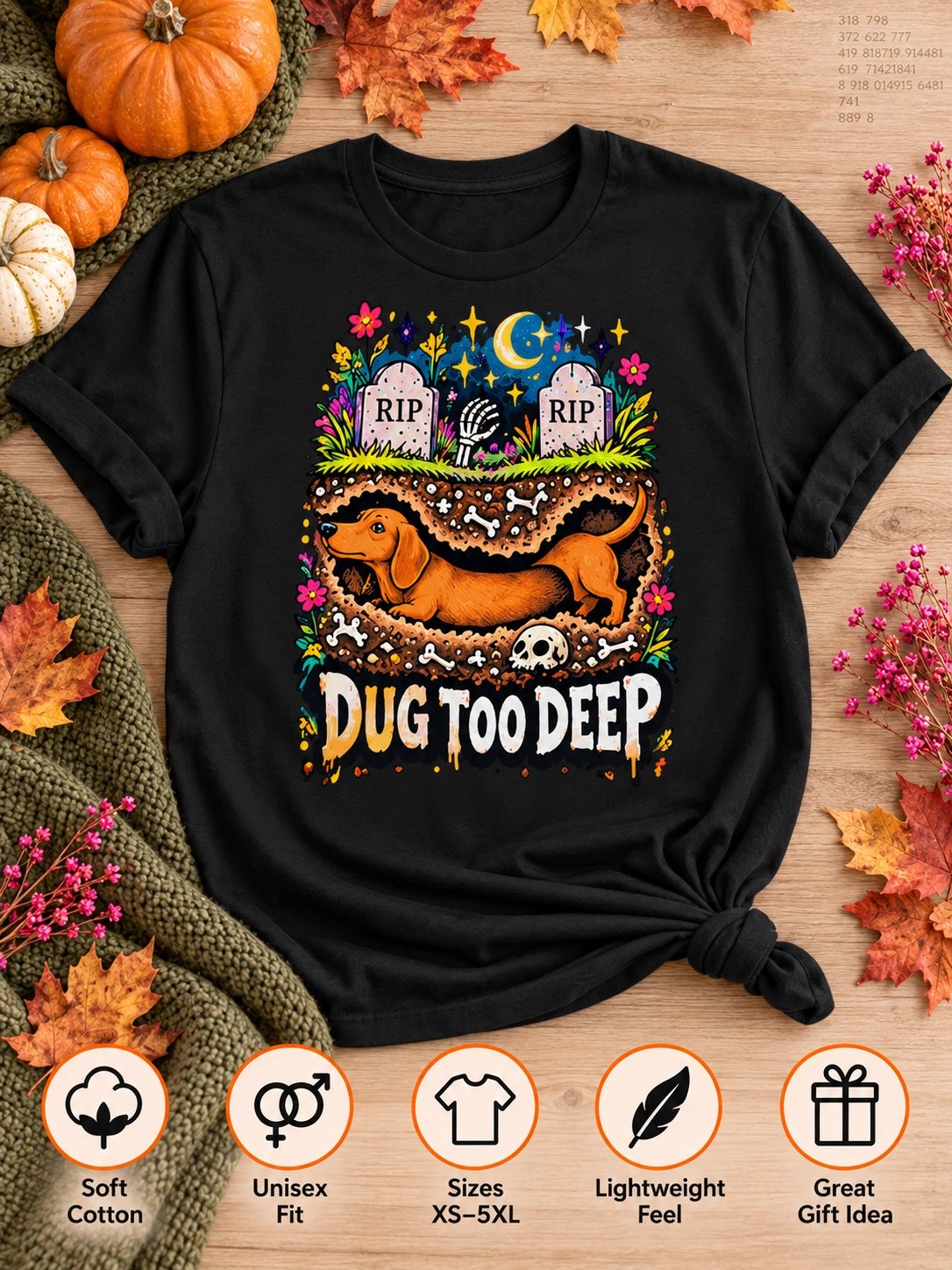 Dachshund Halloween T-Shirt – Dug Too Deep product image (3)