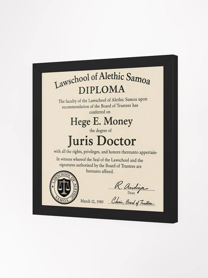Mr. Hege's Law School Diploma product image (4)