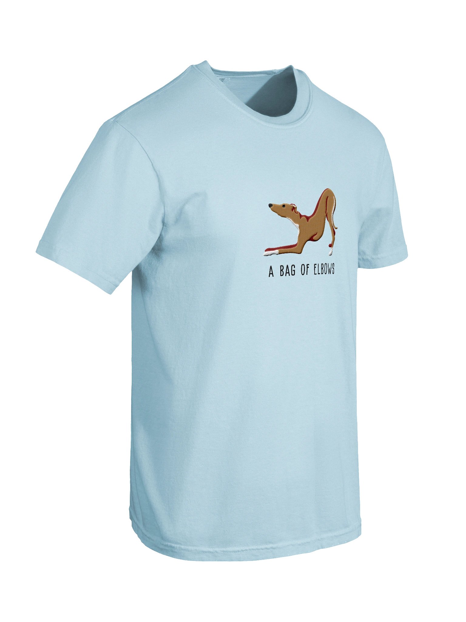 A Bag of Elbows T-Shirt(Embroidered) of an Italian Greyhound(Tan) product image (11)