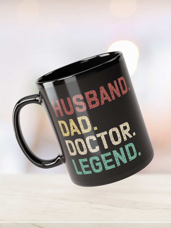 "Husband-Dad-Doctor-Legend" black glossy mug product image (2)