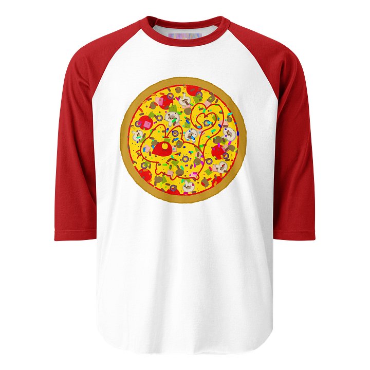 “one with everything” rainbow sprinkle deluxe pizza vanny graphic raglan tee product image (1)