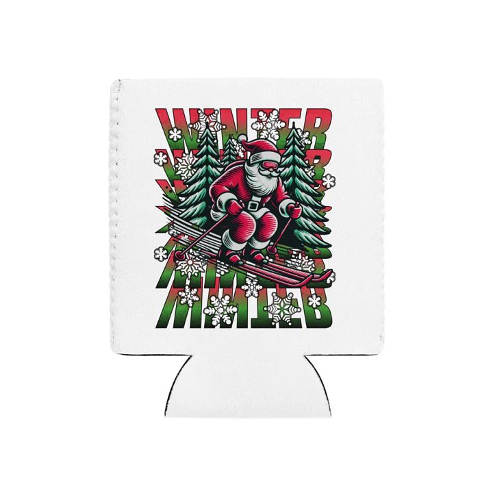 Winter Santa Skiing Adventure Can Cooler product image (1)