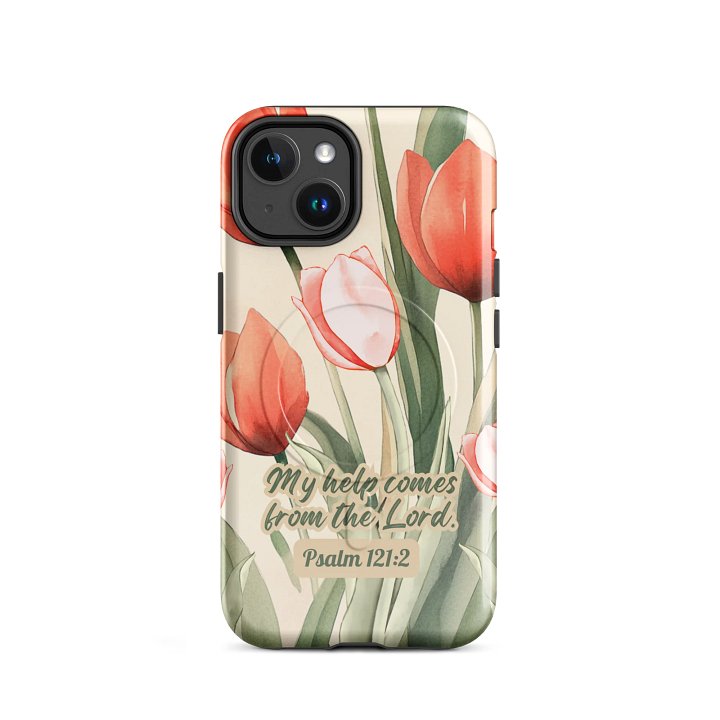 My Help comes from the Lord Psalm 121:2, Tough MagSafe® iPhone®Magnetic Case Scripture, Sunflower Bible Verse, iPhone 14, 15, 16, 17, Pro, Pro Max, Plus Cases. product image (2)