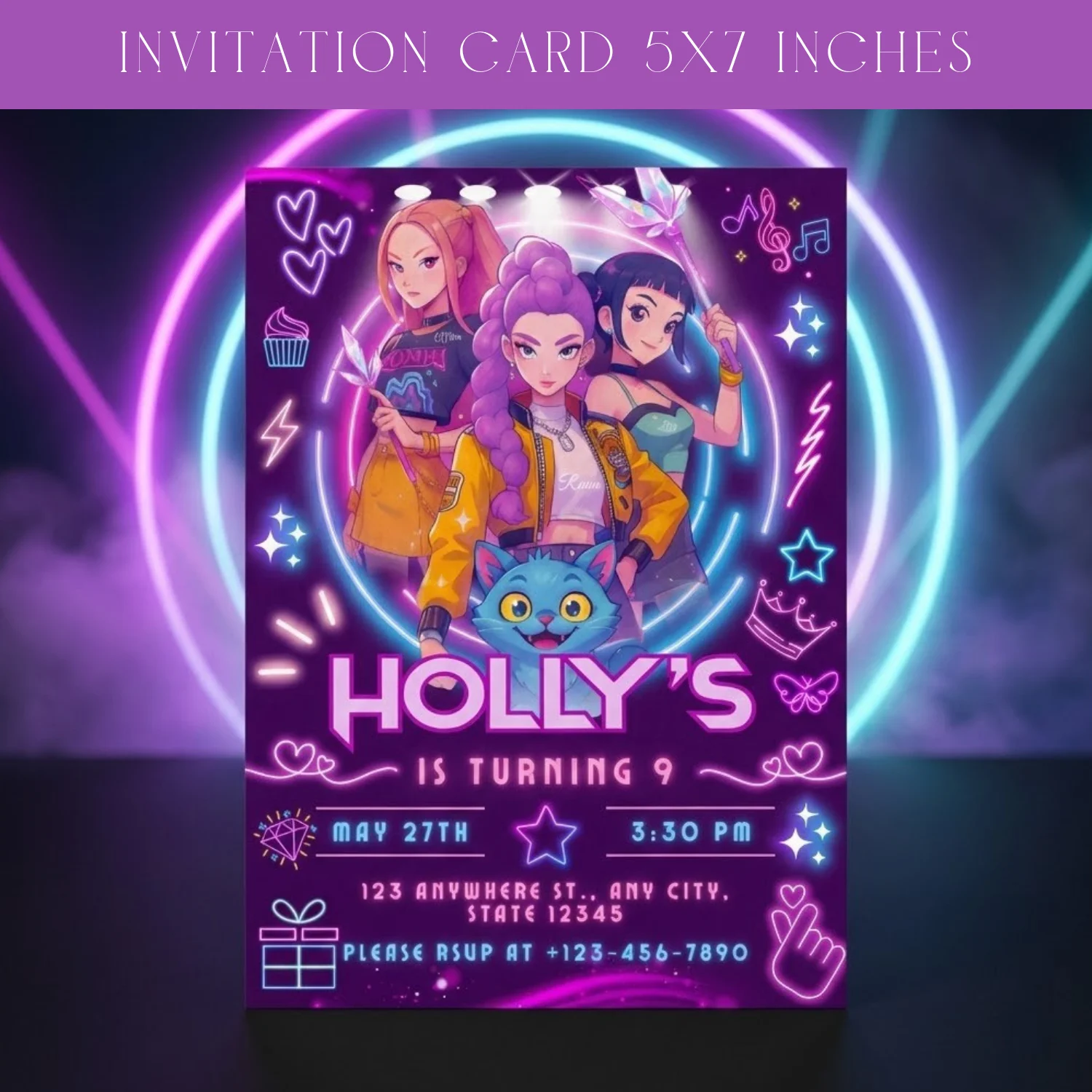 K-Pop Demon Hunters Birthday Invitation – Editable Canva Template product image (7)