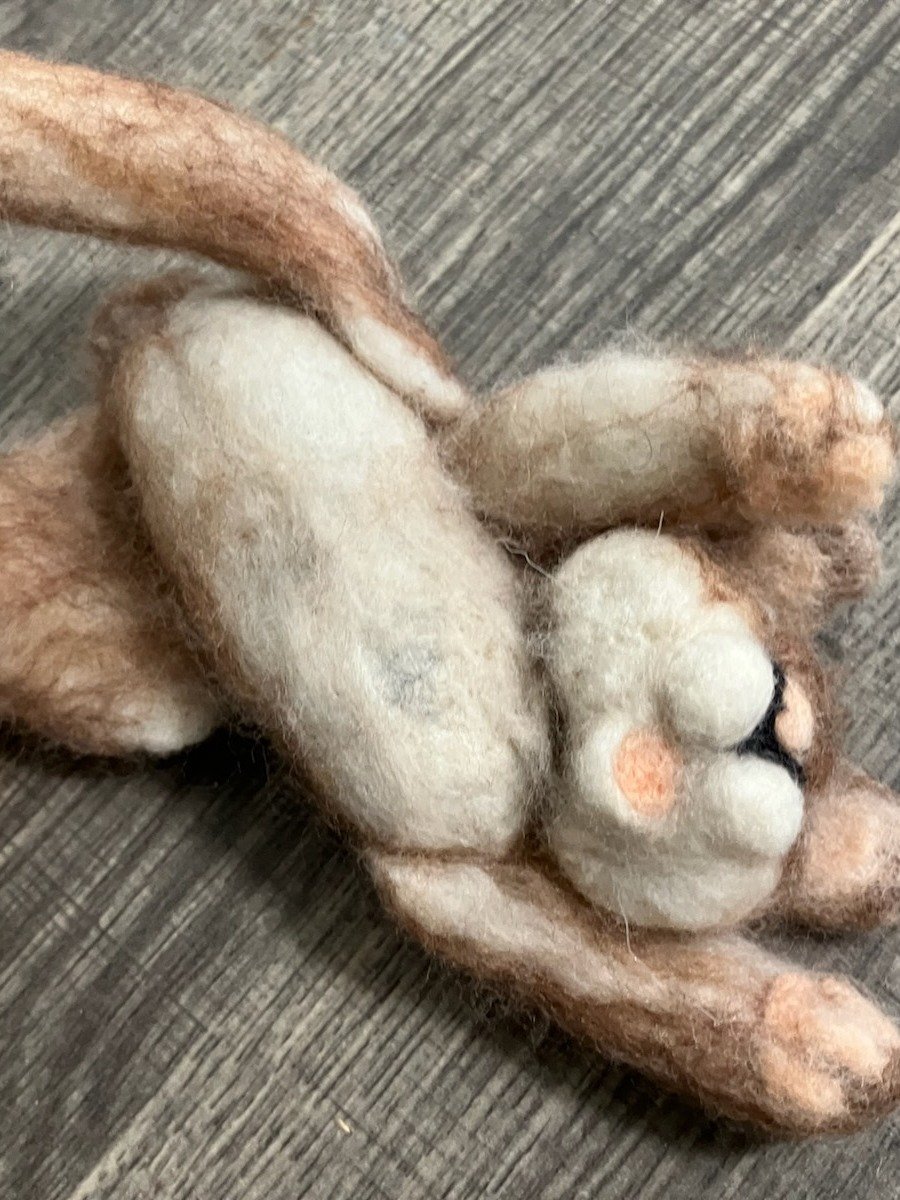 Hand-Felted Sleeping Baby Bunny - Relaxed "Trusting" Pose - One-of-a-Kind Solid Wool Rabbit Sculpture Product product image (6)