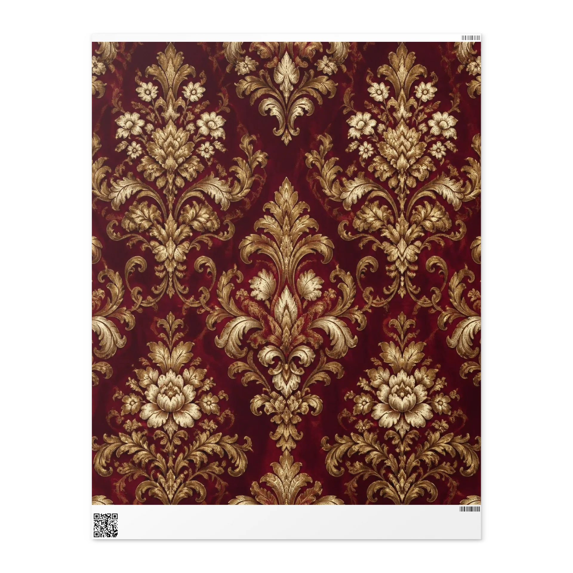 Burgundy, Cream & Bordeaux Damask Wrapping paper product image (1)