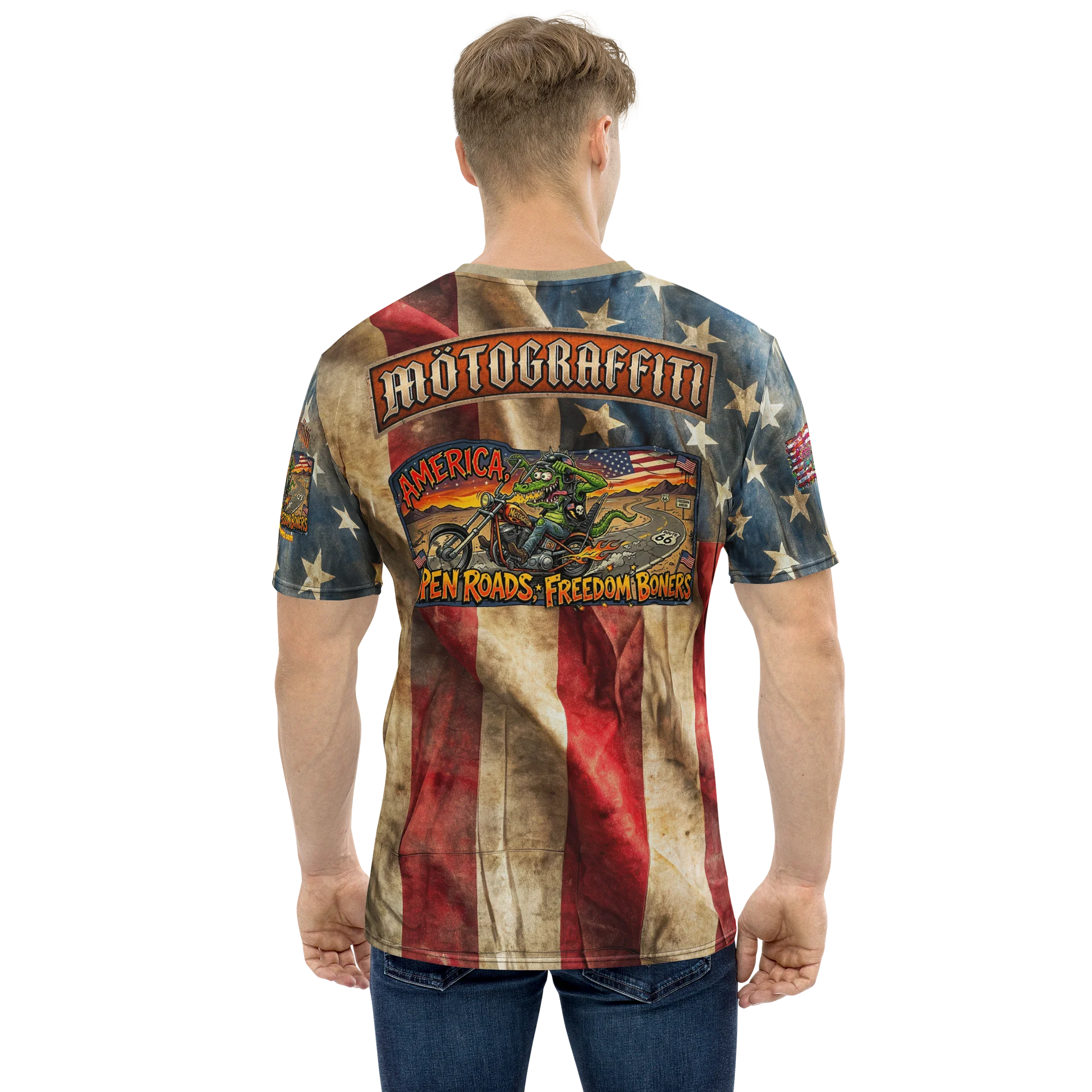 MötoGraffitti "America, Open Roads - Freedom Boners" Ridin Tee product image (1)
