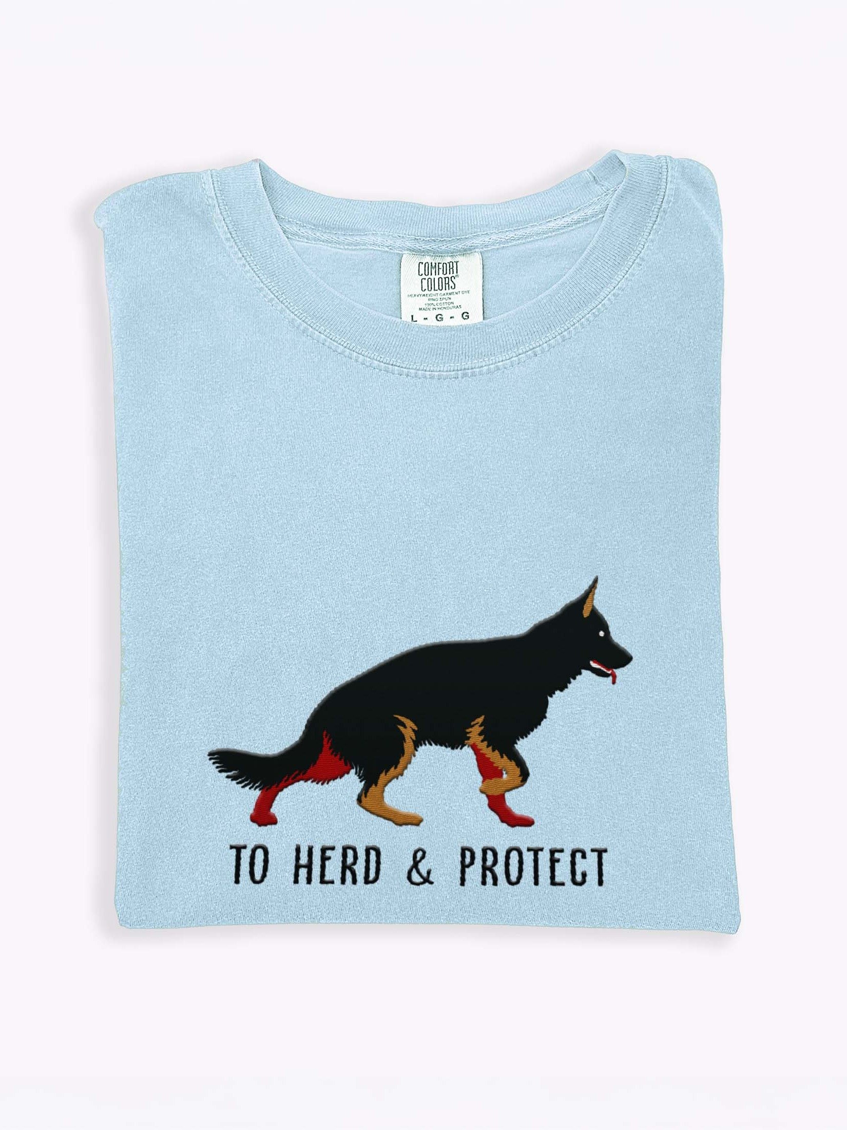 To Herd and Protect T-Shirt(Embroidered) of a German Shepherd(Black & Tan) product image (1)