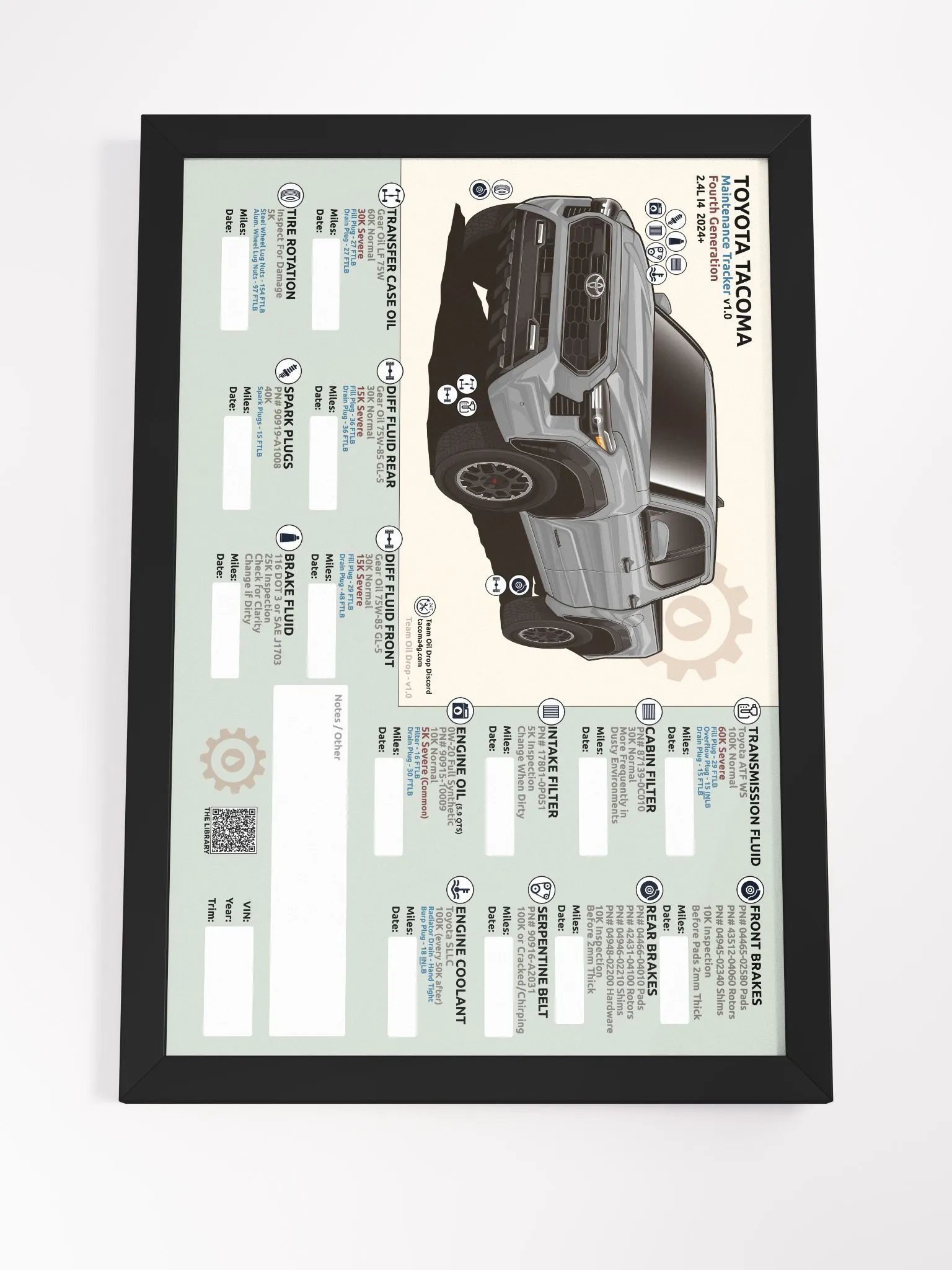 4TH GEN MAINTENANCE TRACKER V1.0 - Silver (FRAMED) product image (5)