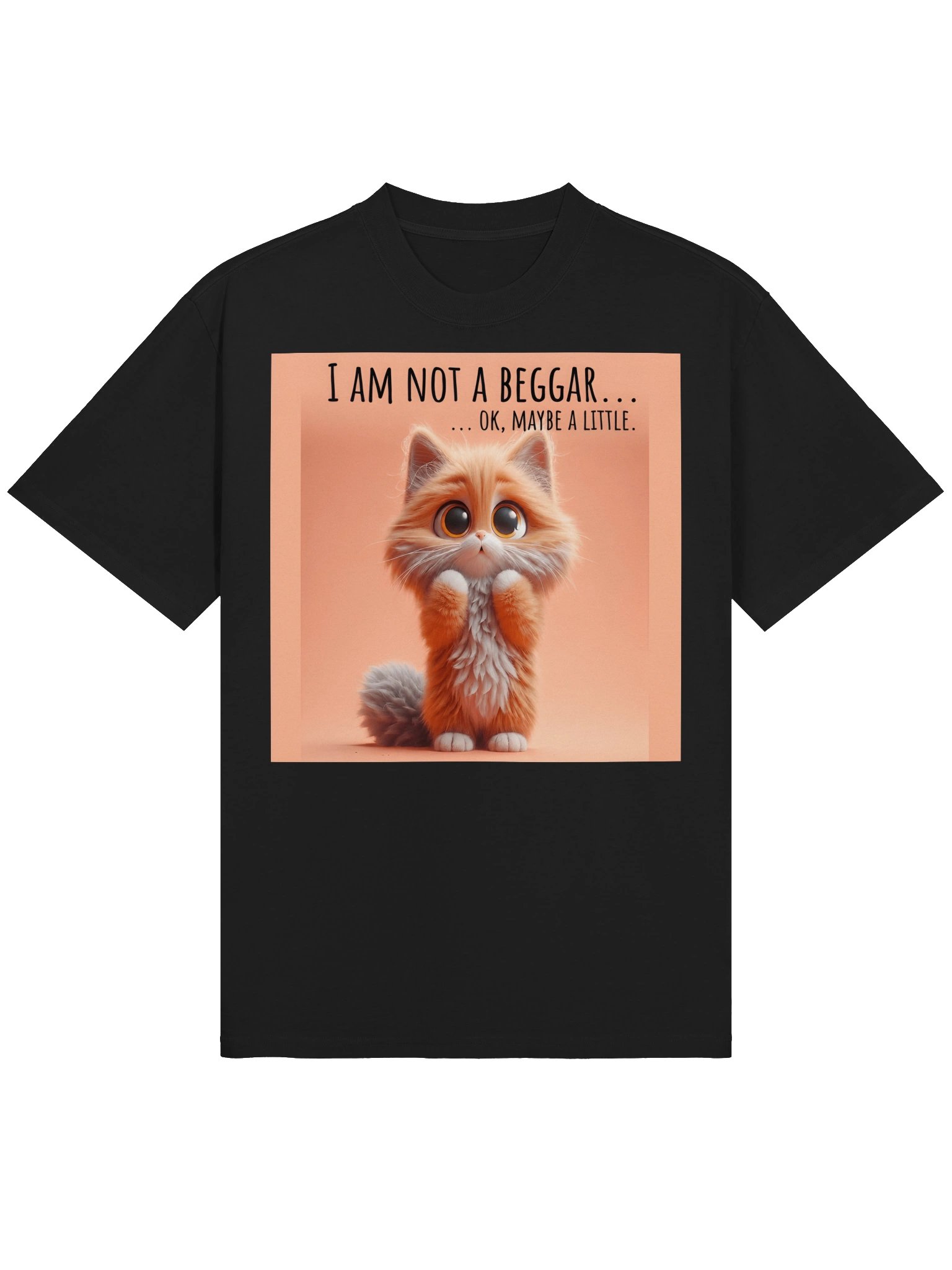 Cute Begging Cat Oversized T-Shirt, Premium AS Colour Faded Black Cat Lover Gift, Funny Kitty Tee Shirt product image (3)