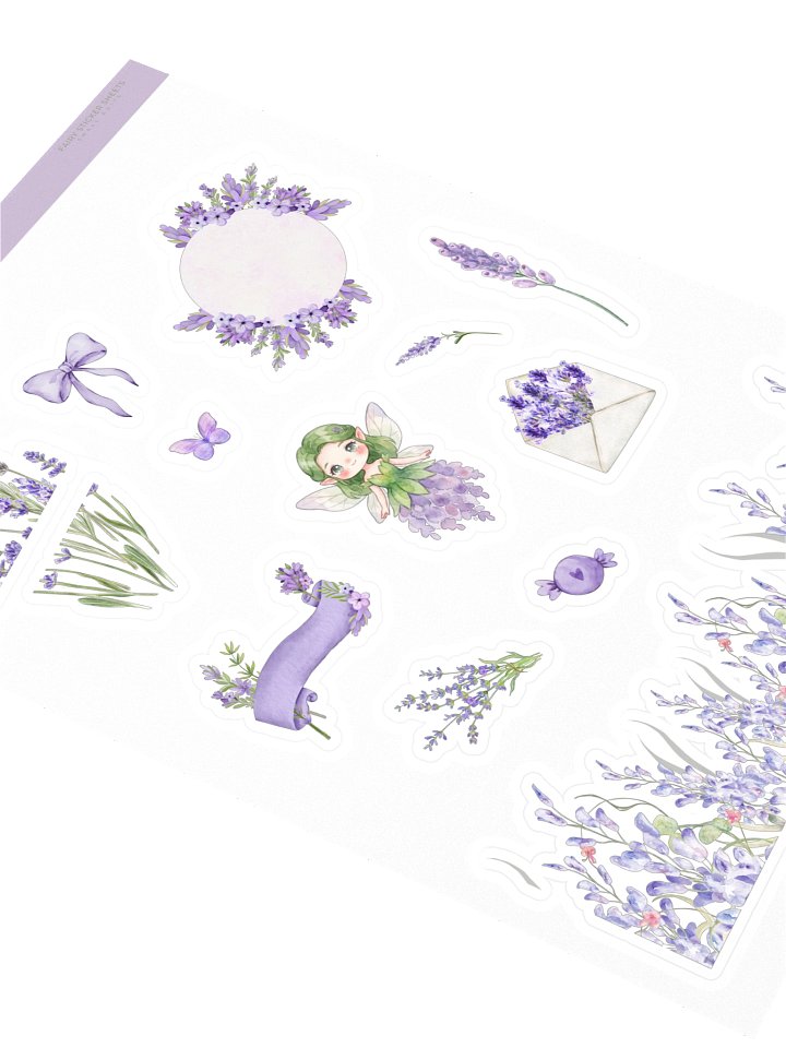 Lavender Blossom Fairy Watercolor Kiss-Cut Sticker Sheet product image (2)