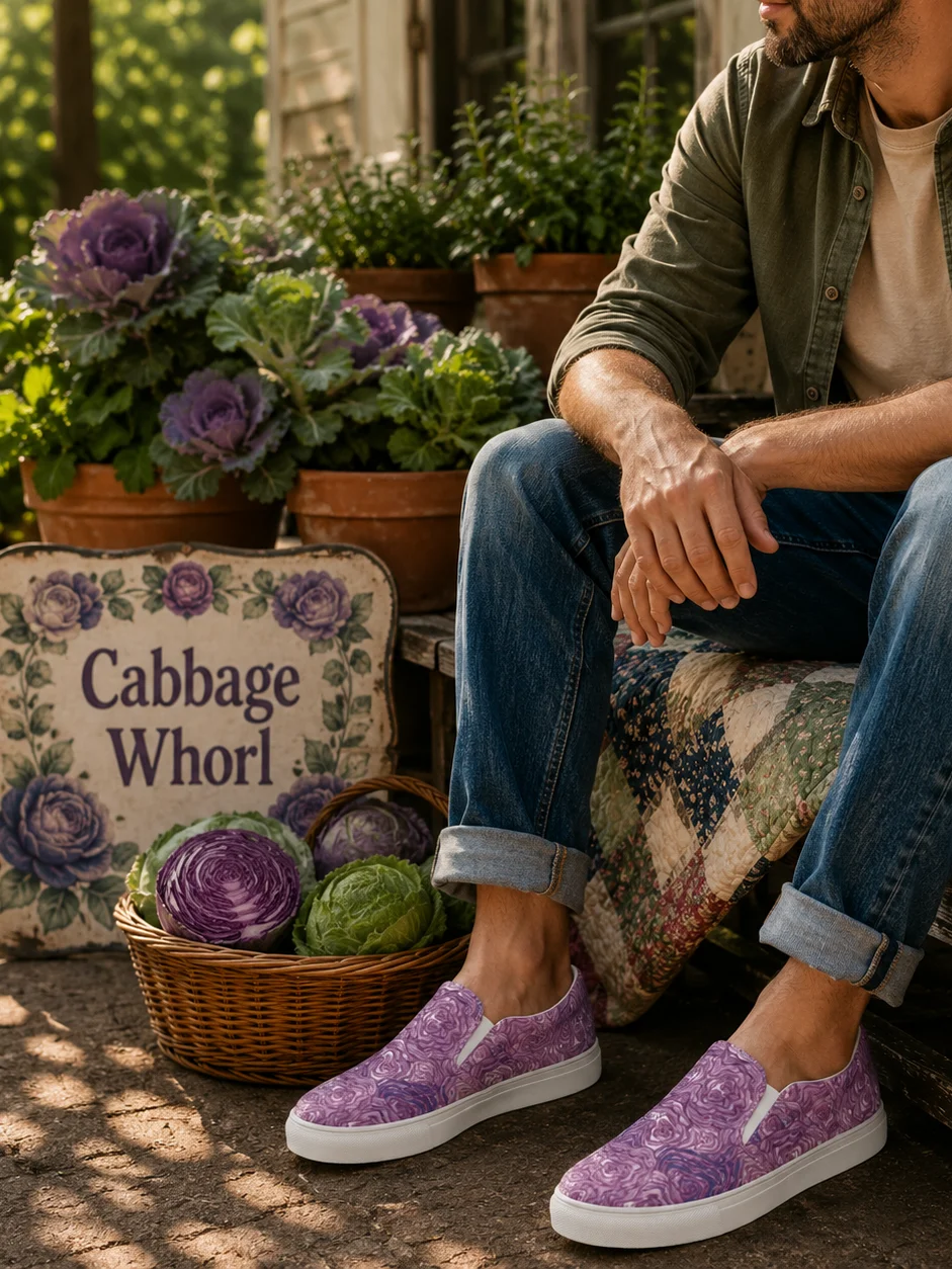 Cabbage Whorl – Men's Slip-On Canvas Shoes product image (1)