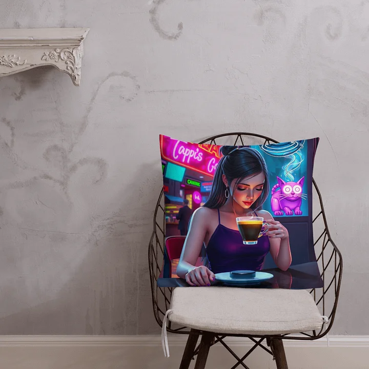 Pillow-Midnight Brew: The Cat on Caffeine product image (1)