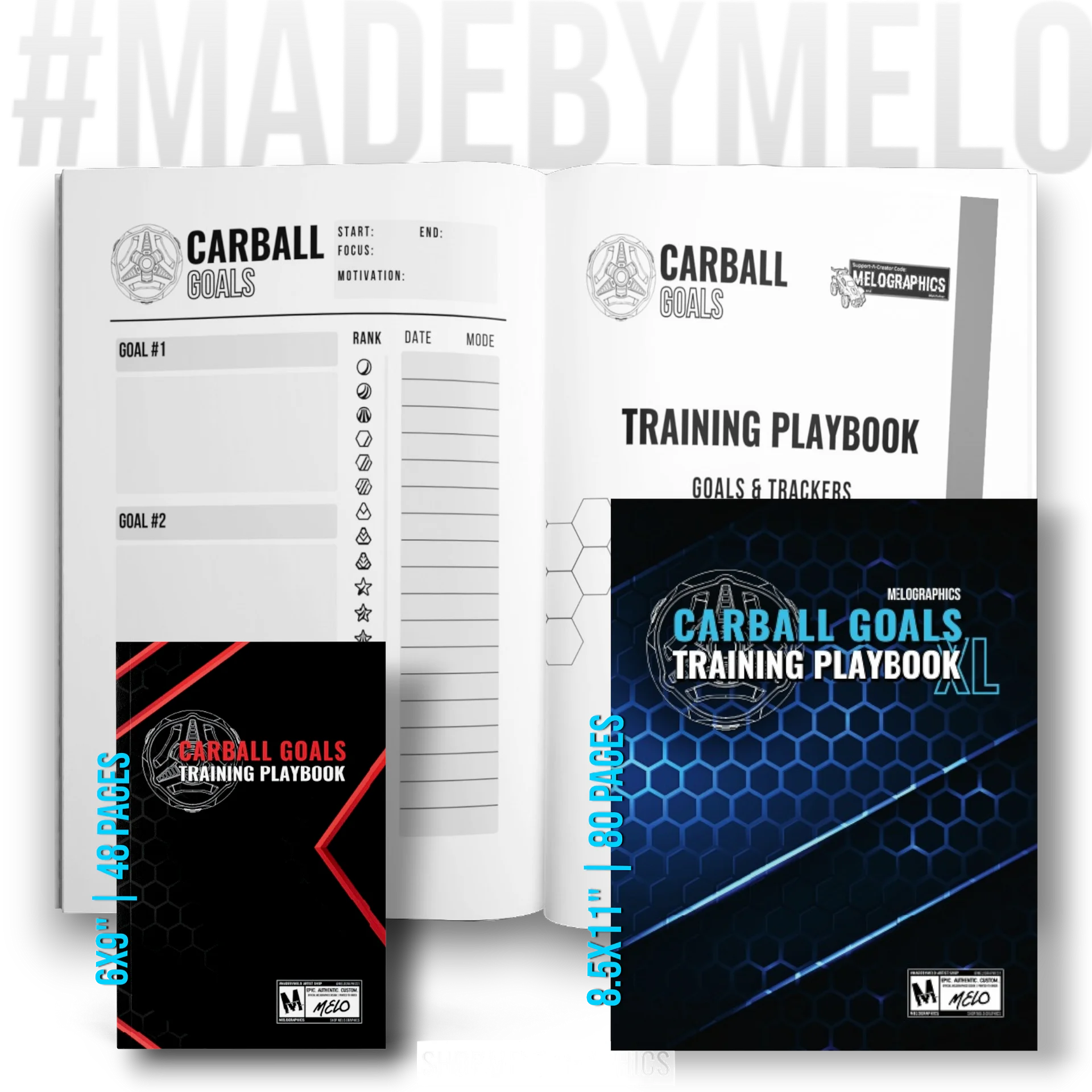 Carball Goals Training Playbook: Rocket League Training & Strategy - Notebook | #MadeByMELO product image (1)