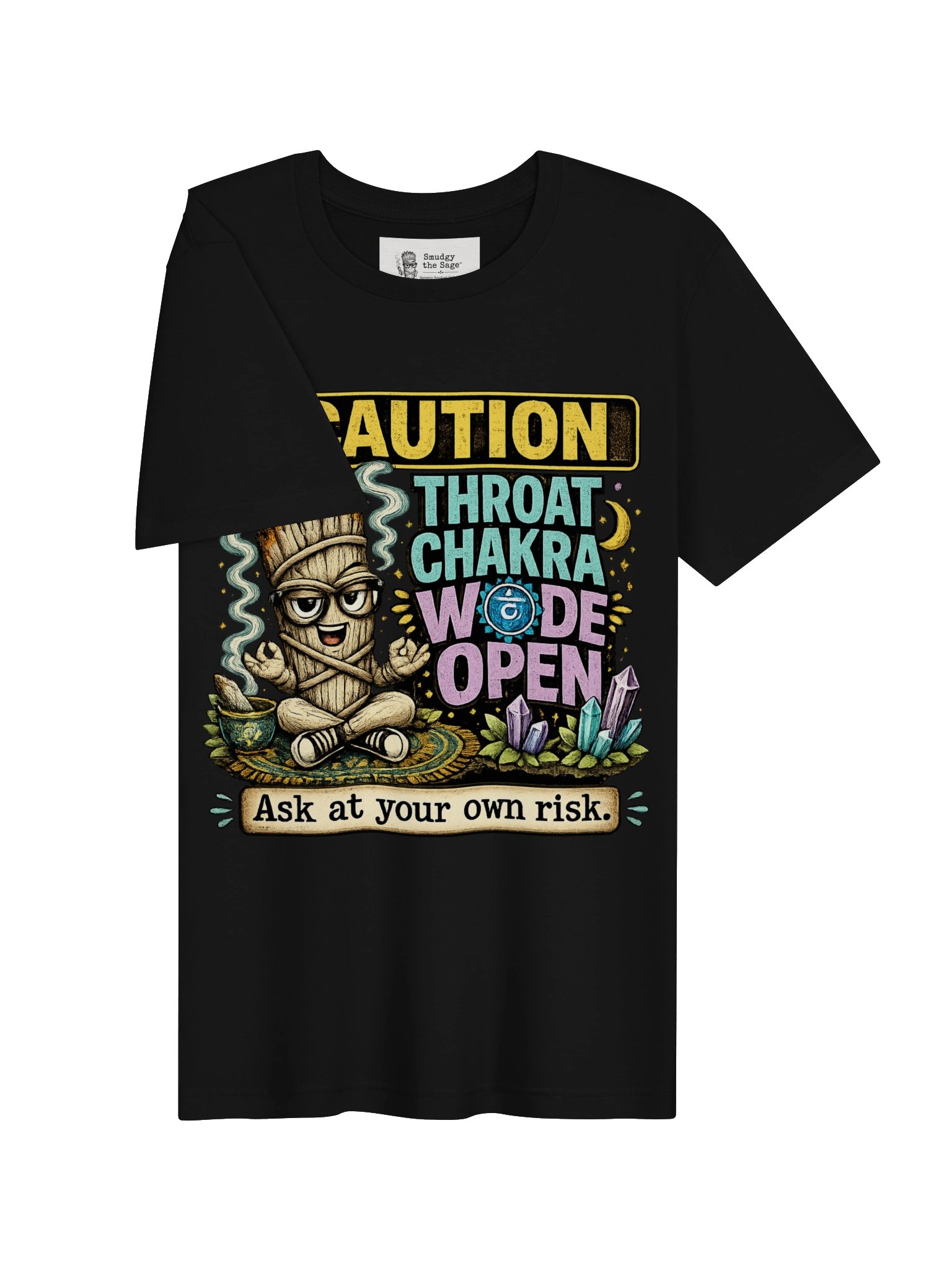 Smudgy the Sage - Throat Chakra Wide Open Unisex Tee product image (3)