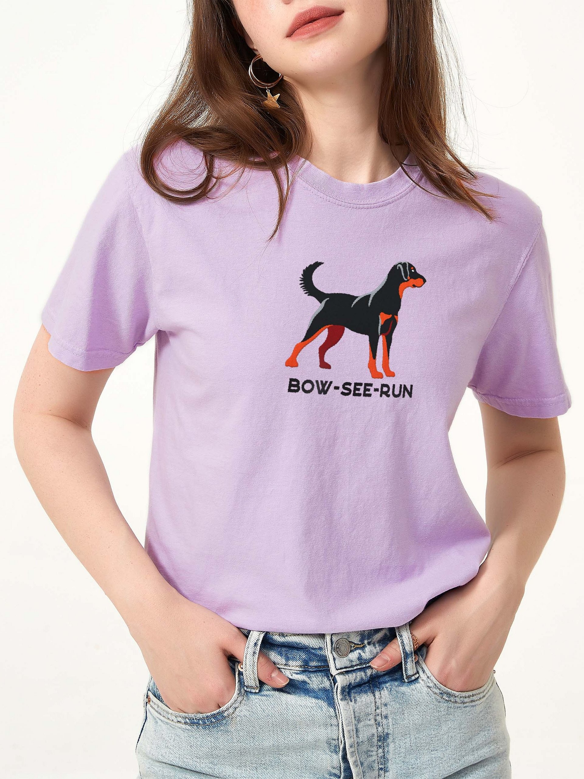 Bow-See-Run T-Shirt(Embroidered) of a Beauceron(Black & Tan) product image (2)