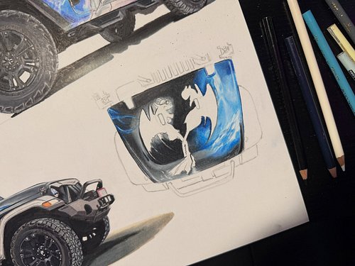 Nearly done with this one 👀 

#jeep #jeepwrangler #artist #freehand #drawing