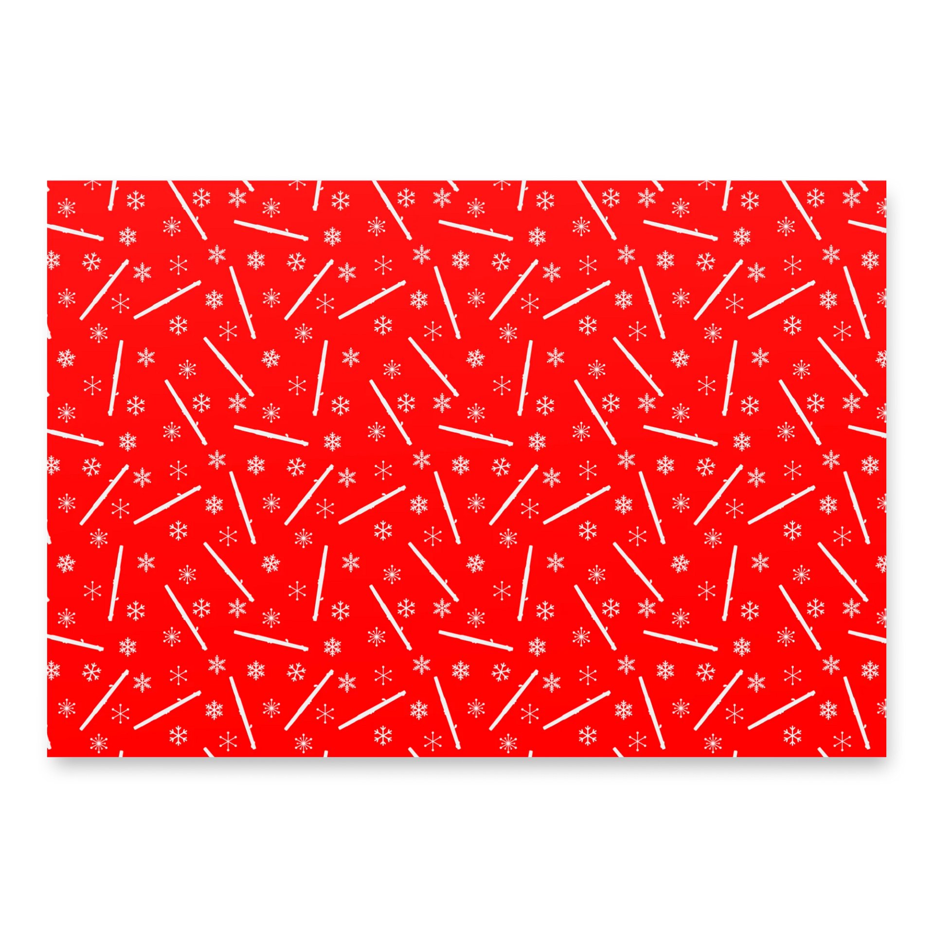 Flutes and Snowflakes - Piccolo - Red Gift Wrap Paper Sheets product image (4)