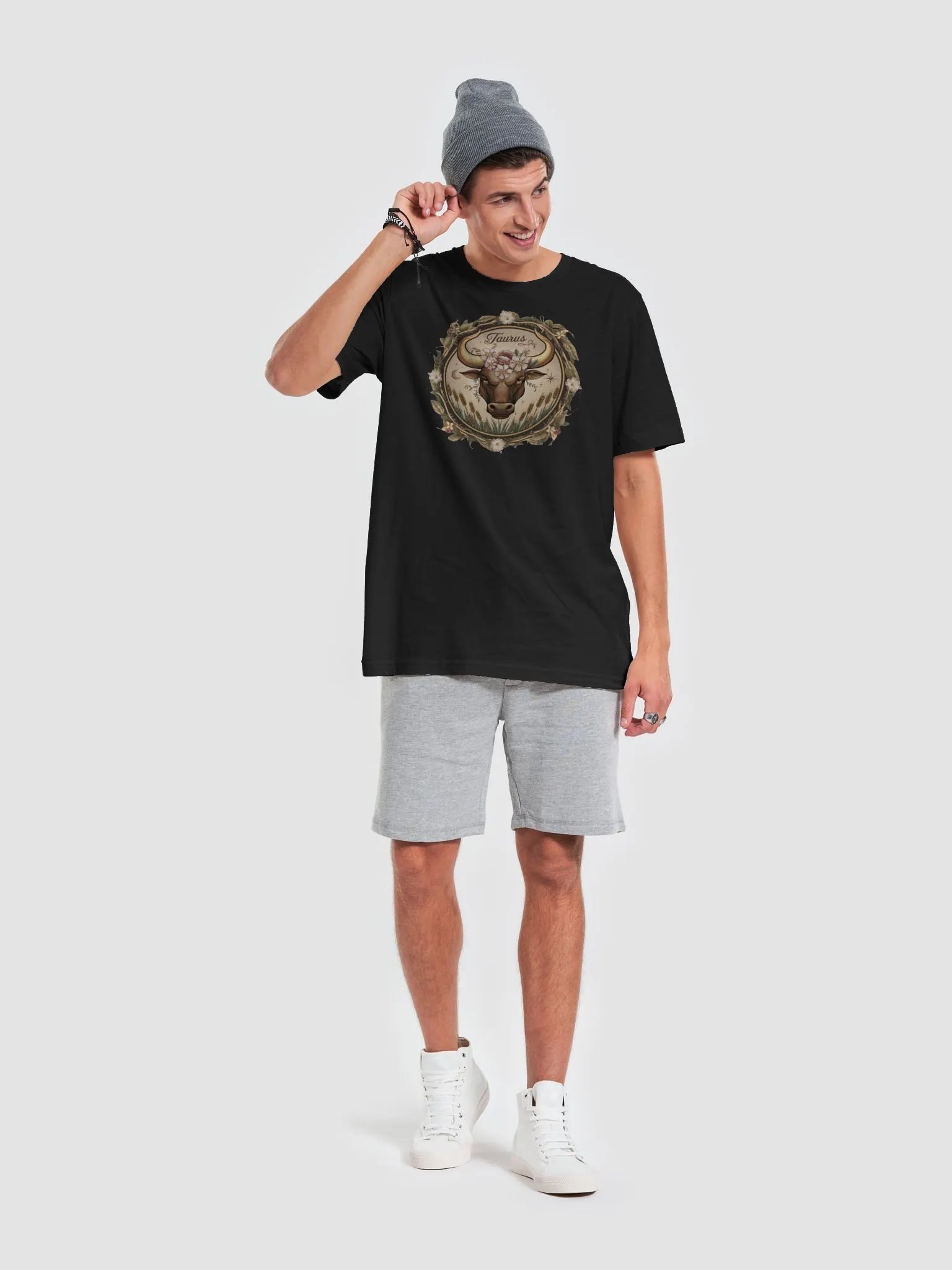 Unisex Taurus Zodiac T-Shirt with Botanical Bull Design product image (1)