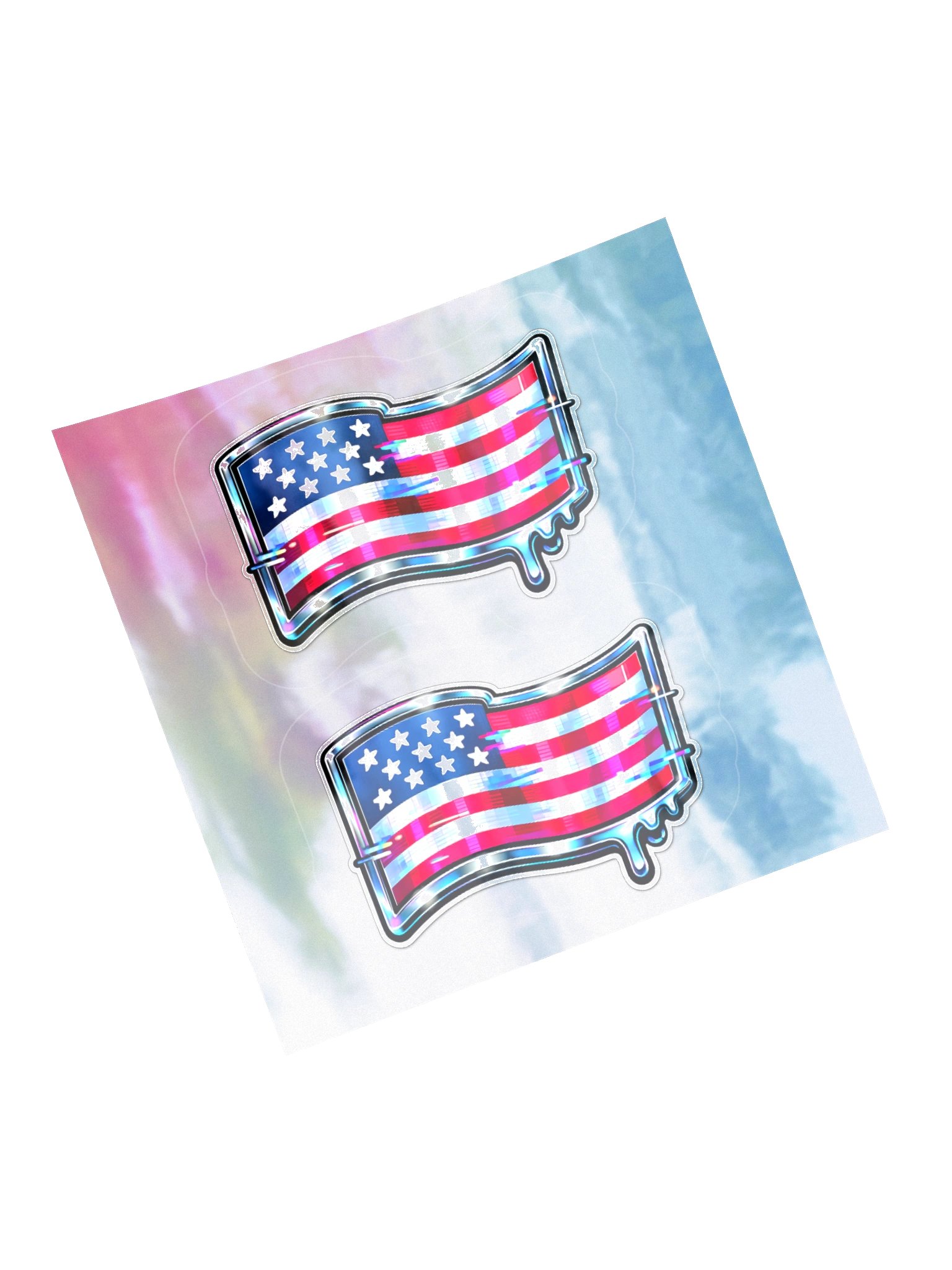 Holographic Dripping USA Flag Sticker 2-Pack product image (13)