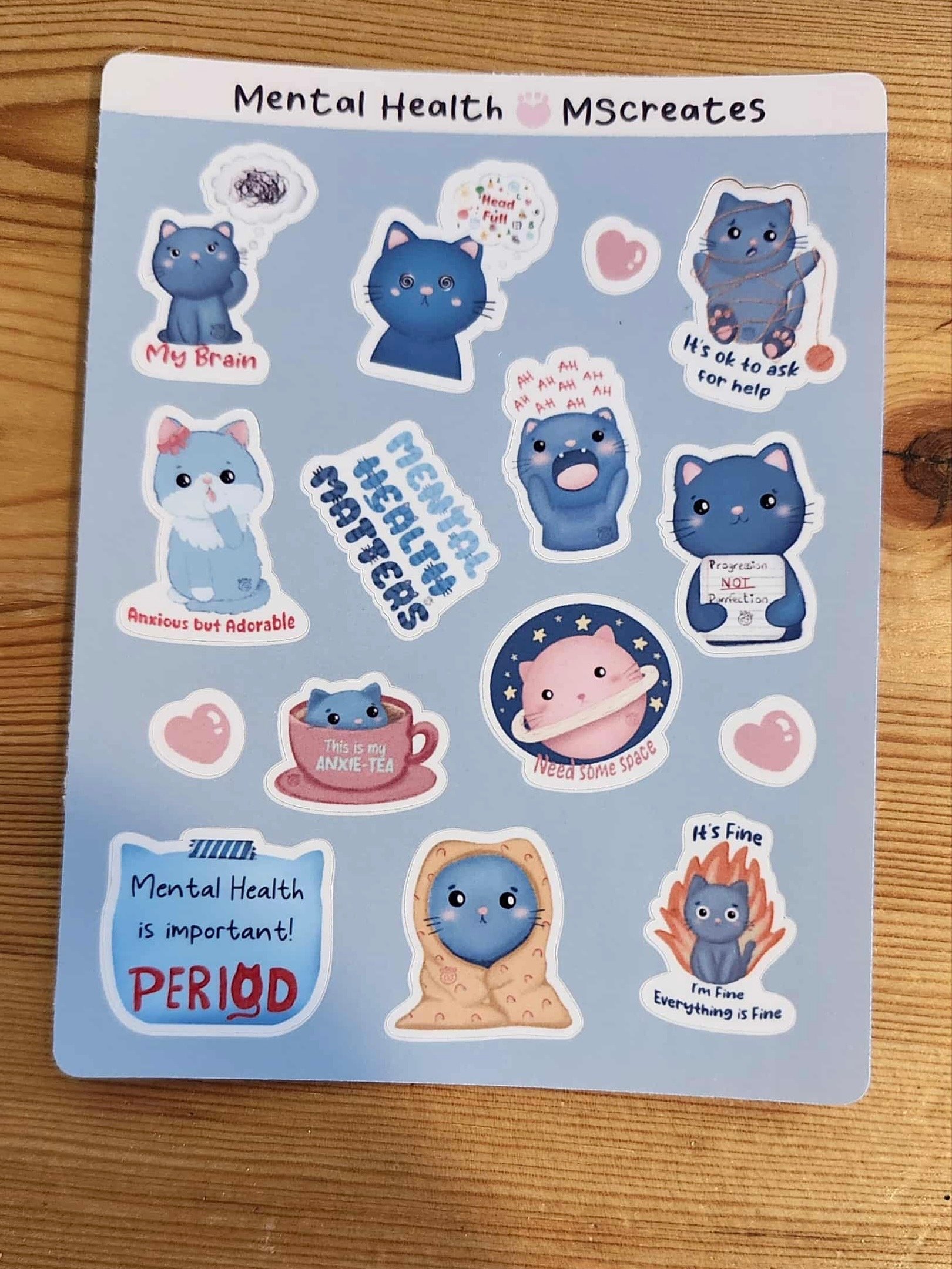 Cat Mental Health Sticker Sheet product image (2)