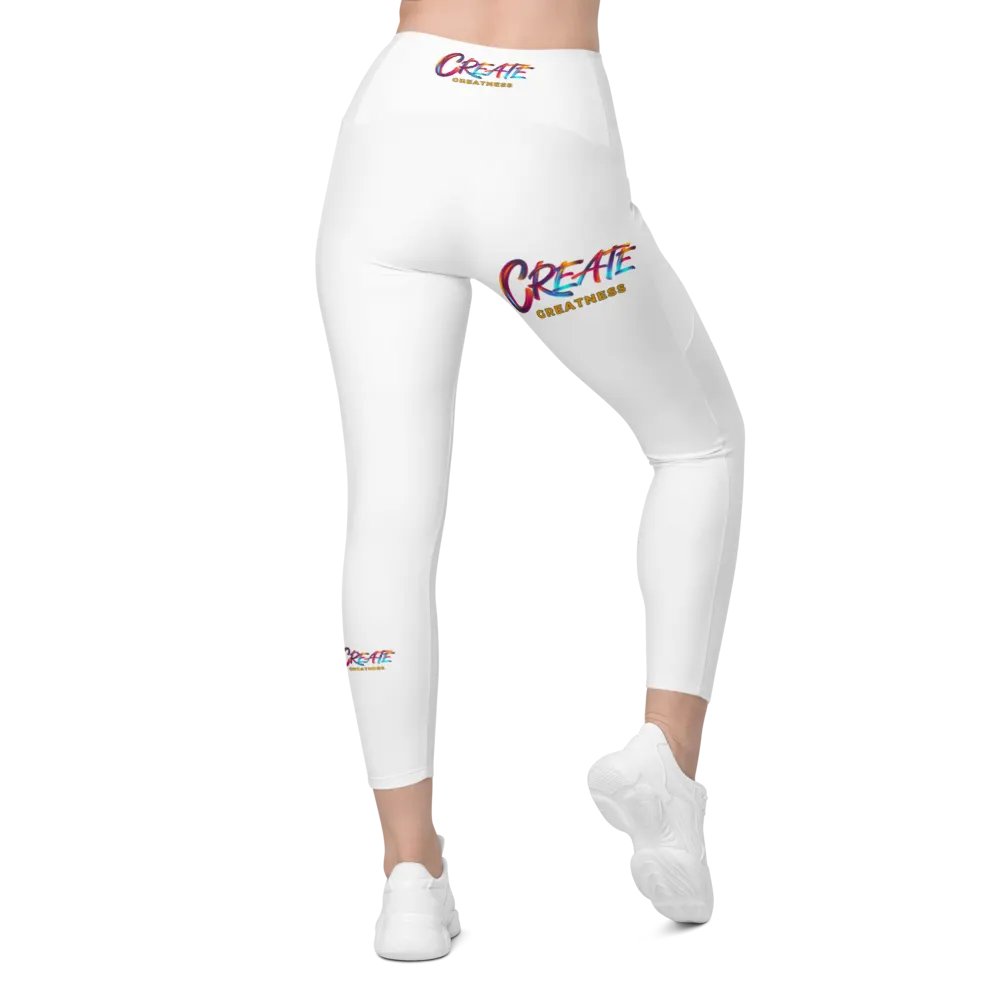 Create Greatness White with prints Leggings product image (2)