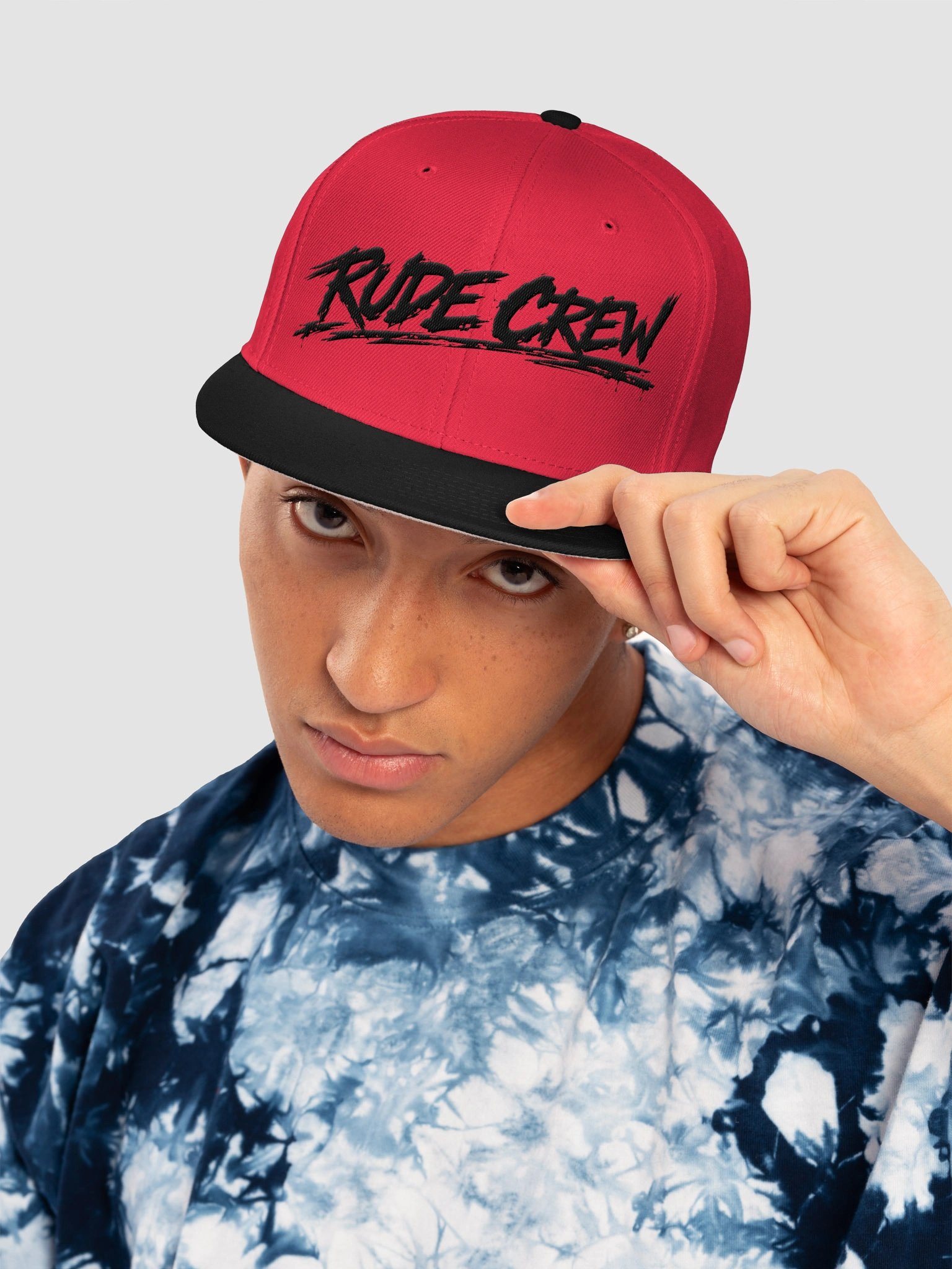 Red & Black Rude Crew Snap back product image (5)
