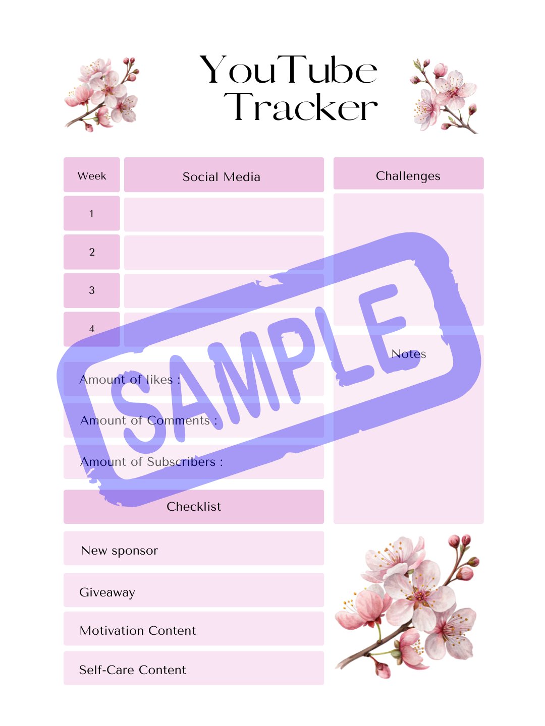 Cherry Blossom Social Media Planner - A5 product image (10)