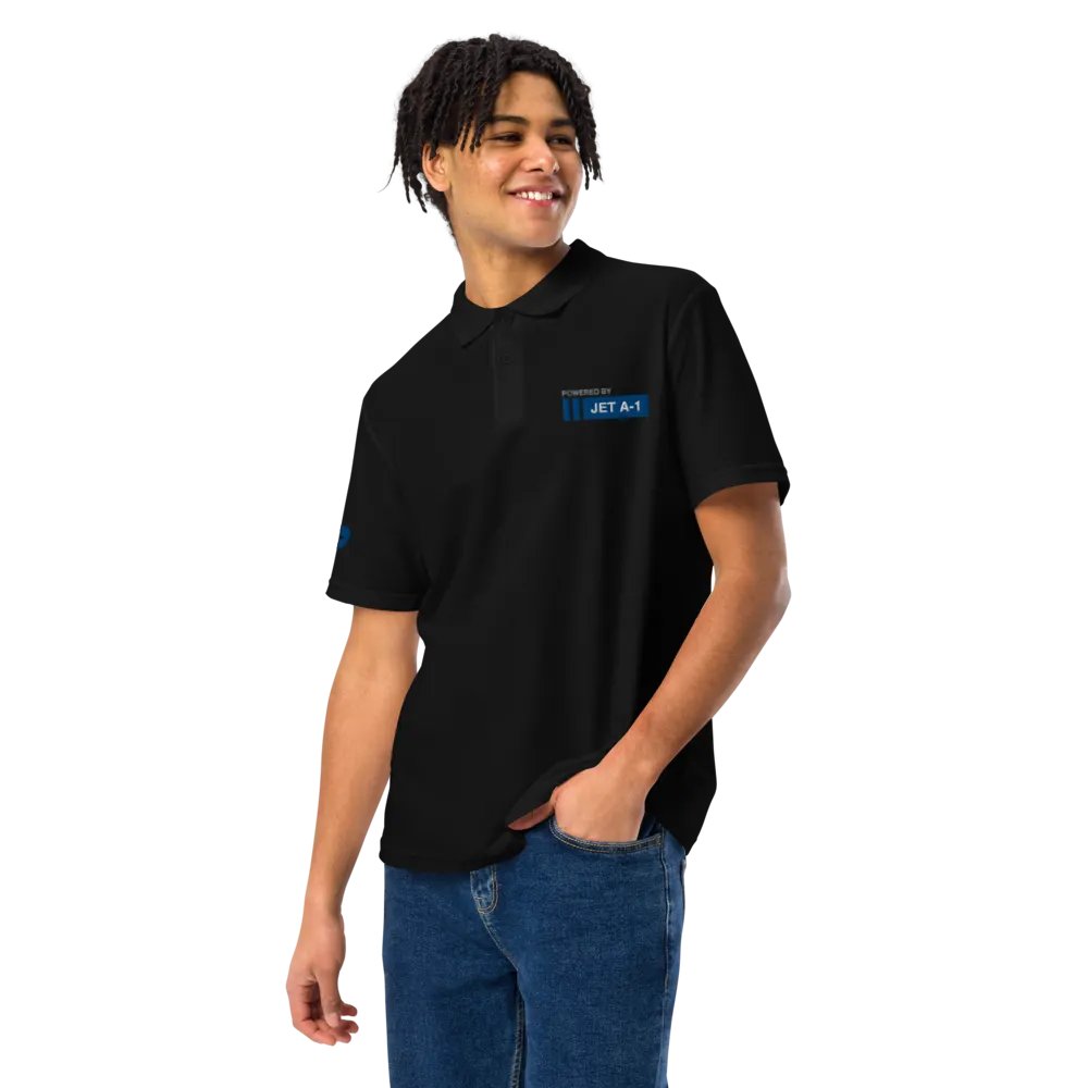 POWERED BY JET A1 - PIQUE BLACK POLO SHIRT product image (6)