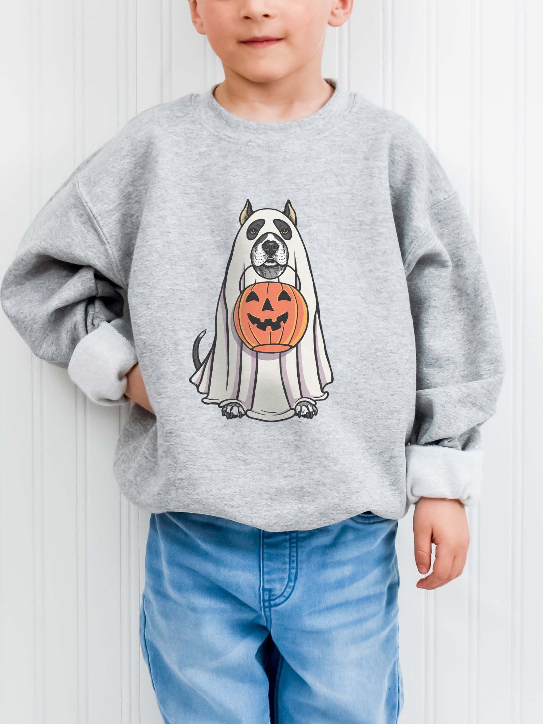 Halloween Pitbull Terrier(Black, Cropped Ears) Youth Sweatshirt product image (1)