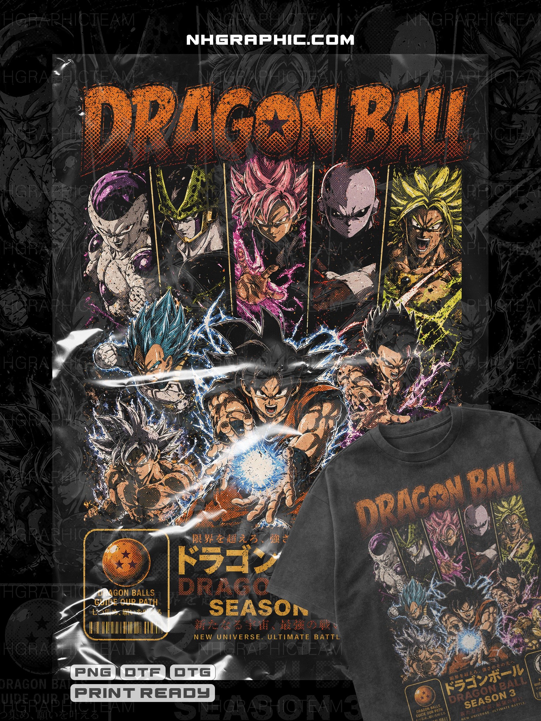 10 Halftone Anime Shirt PNG Designs DTG DTF Bundle product image (11)