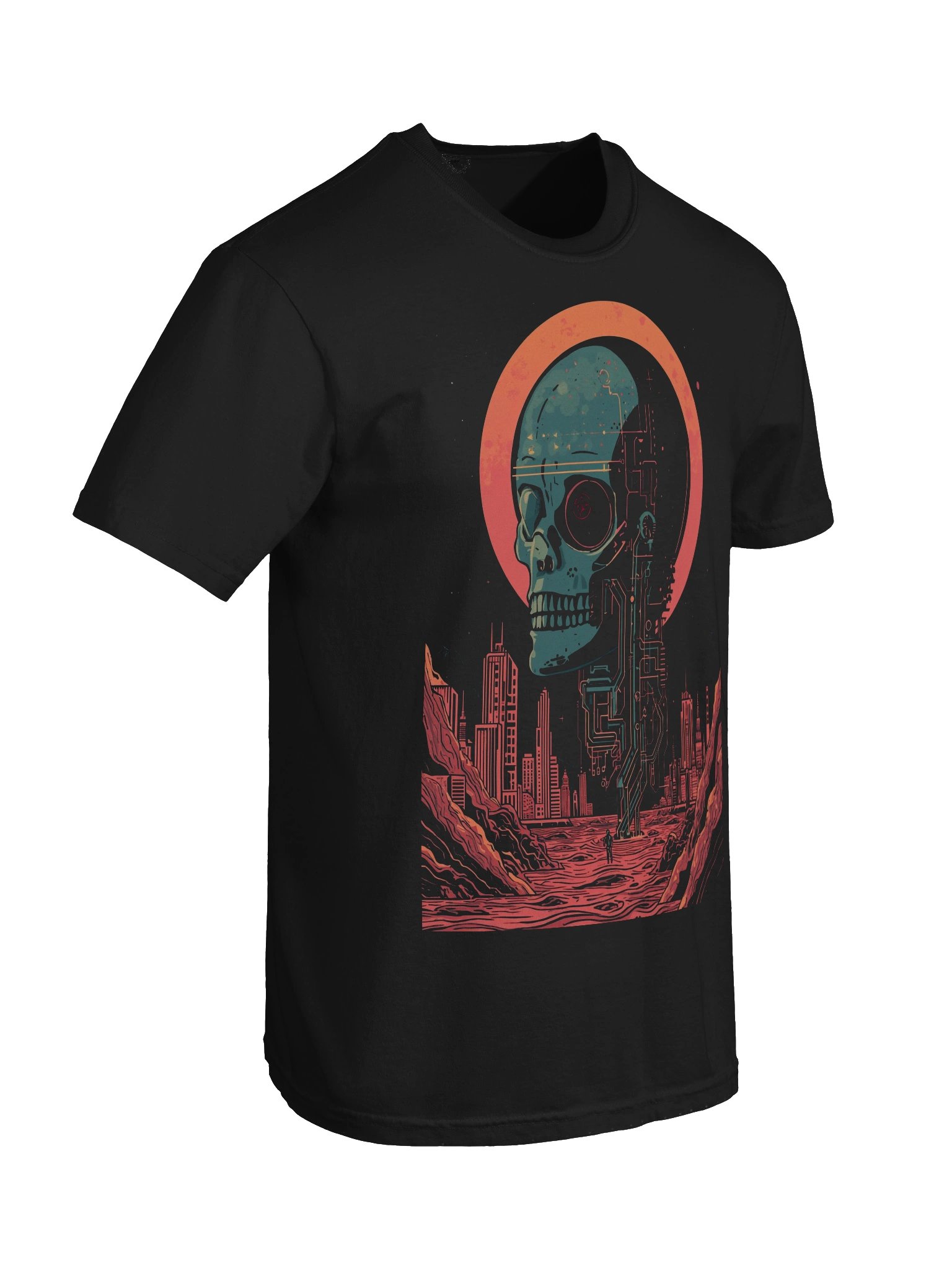 Retro Futuristic Skull City Heavyweight T-Shirt product image (4)
