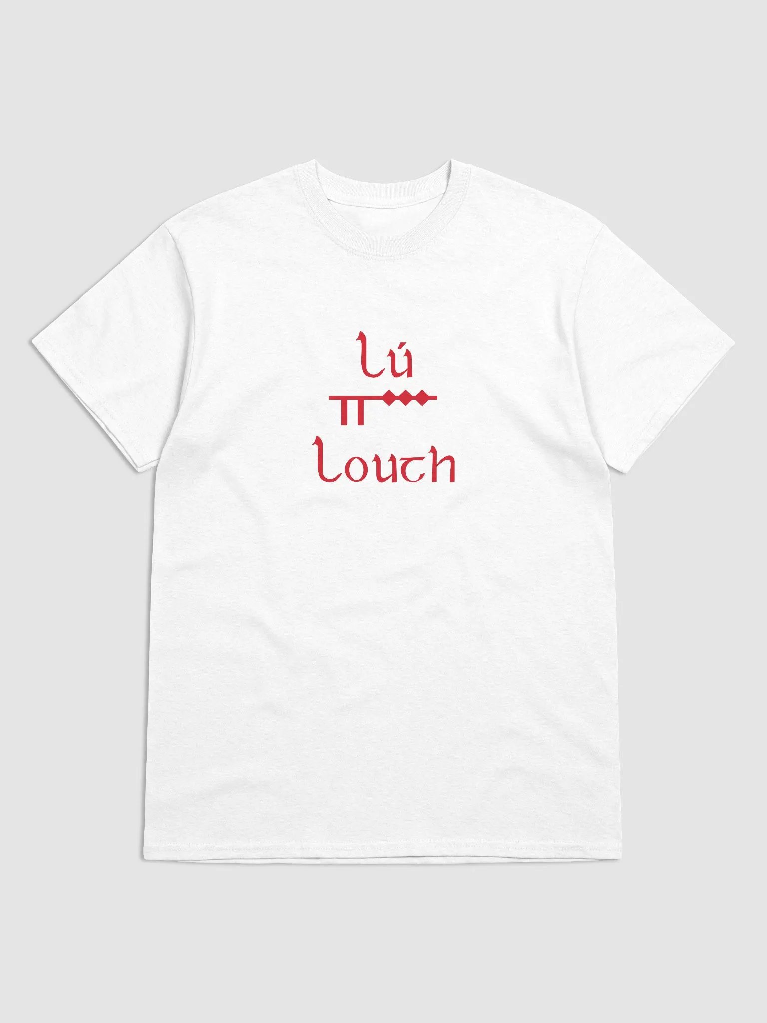 Louth/Lú Scholastic style Ogham white printed T-shirt product image (1)