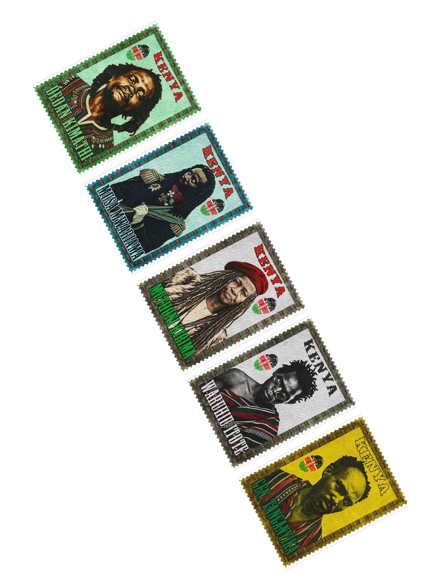 Mau Mau Heroes Sticker Strip | Kenya Vintage Stamp Stickers product image (2)